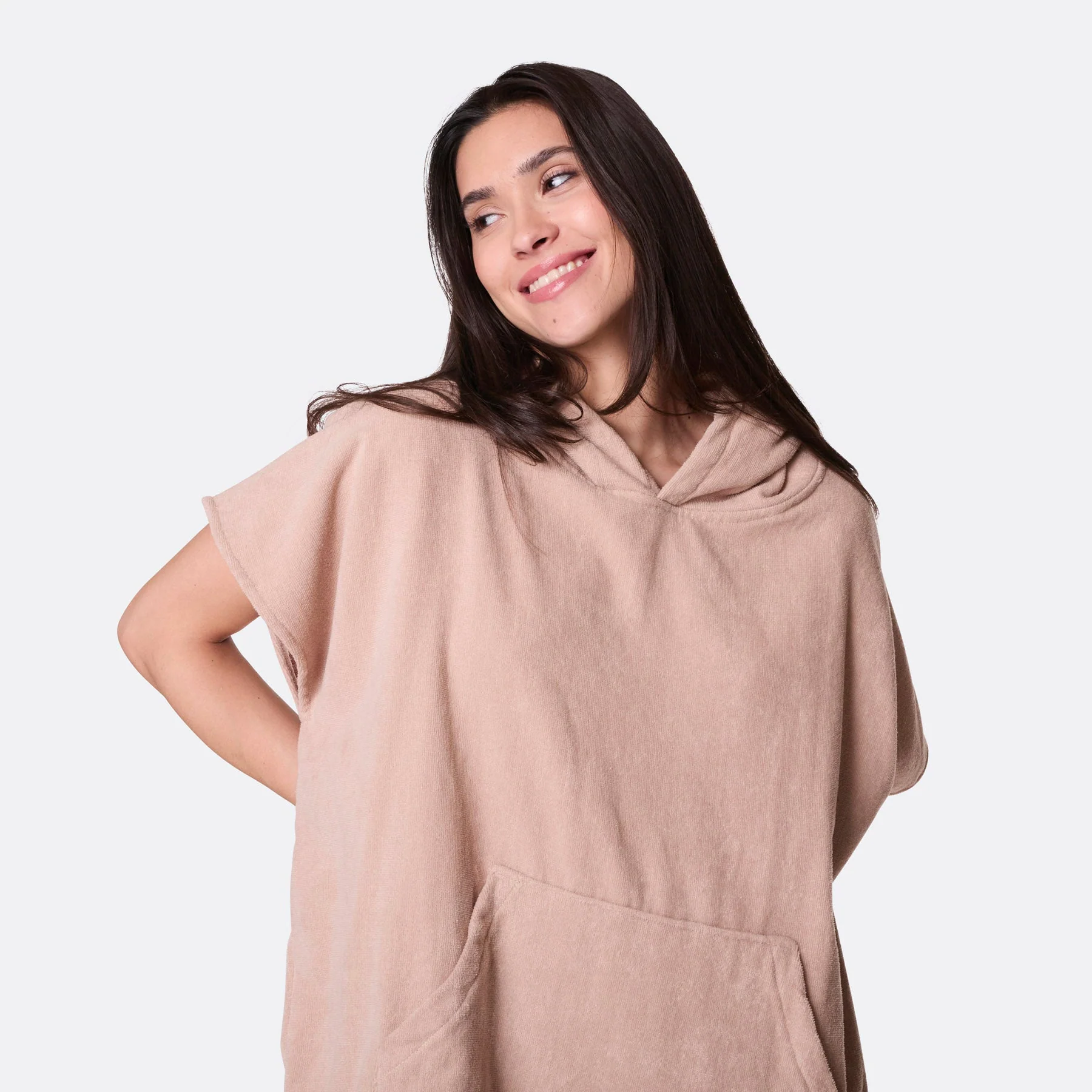 Beiger Badeponcho