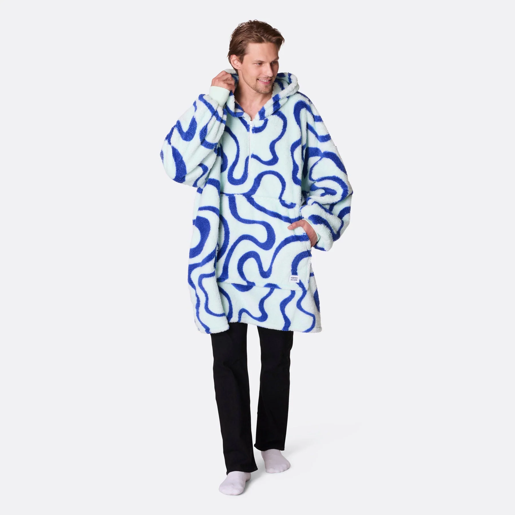 Blaue Wellen Teddy HappyHoodie - Image 2
