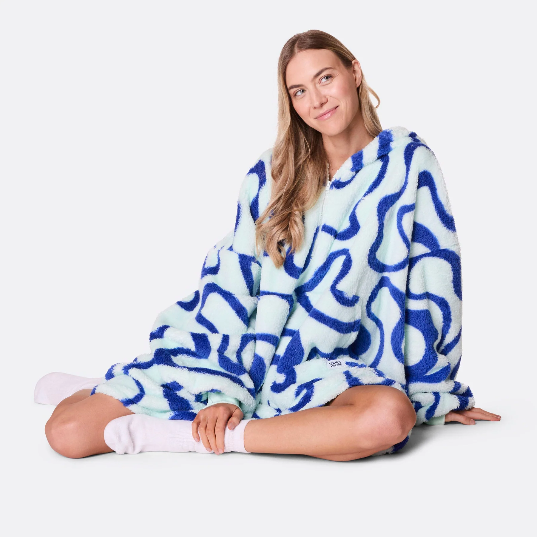 Blaue Wellen Teddy HappyHoodie - Image 3