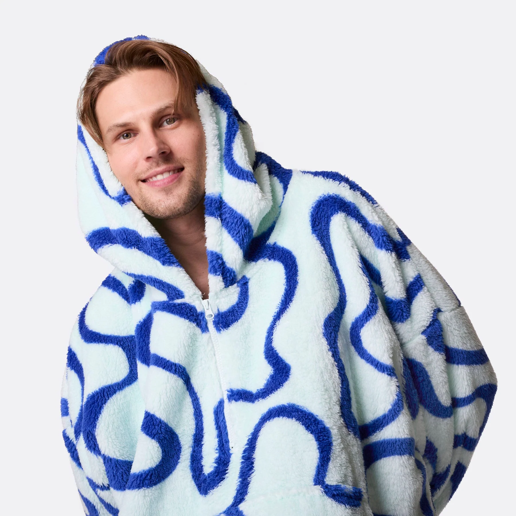 Blaue Wellen Teddy HappyHoodie - Image 6