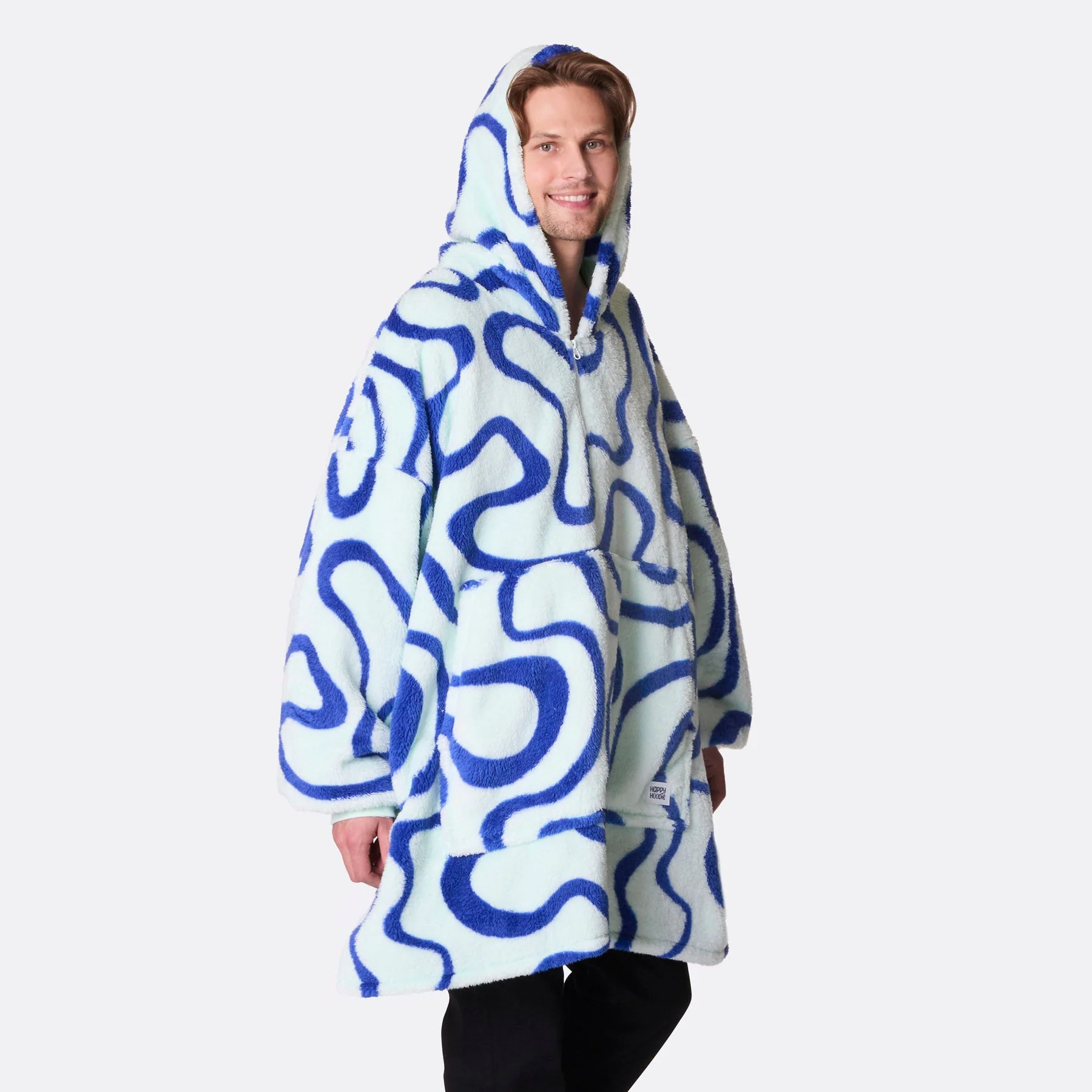 Blaue Wellen Teddy HappyHoodie - Image 7