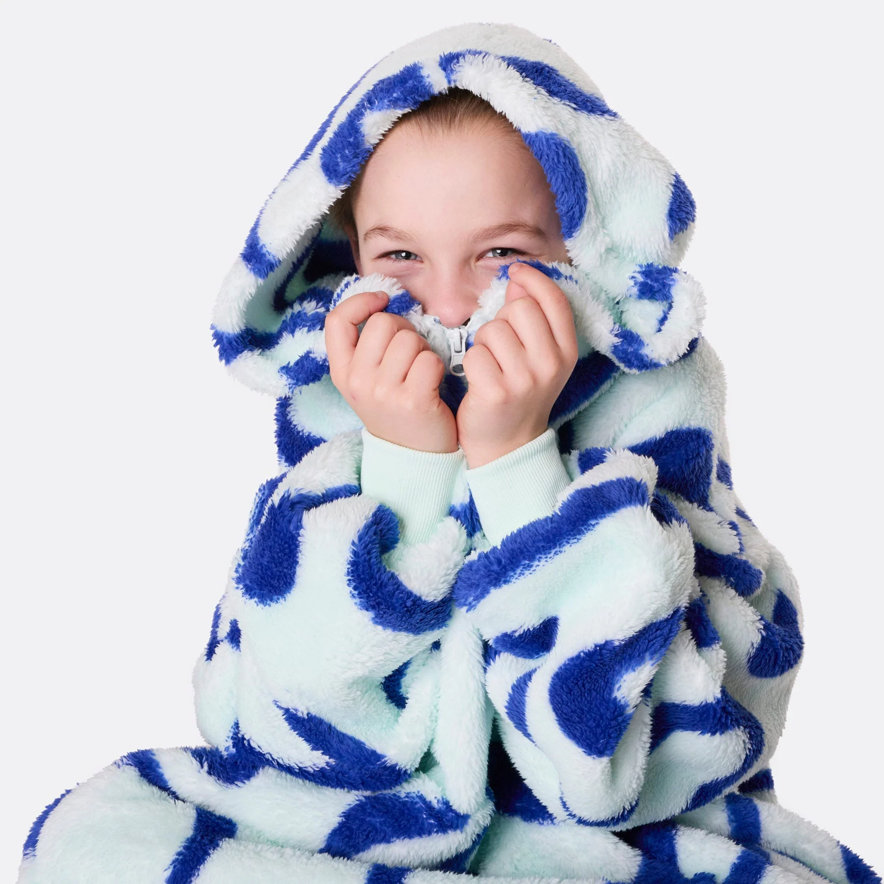 Blaue Wellen Teddy HappyHoodie Kinder - Image 3