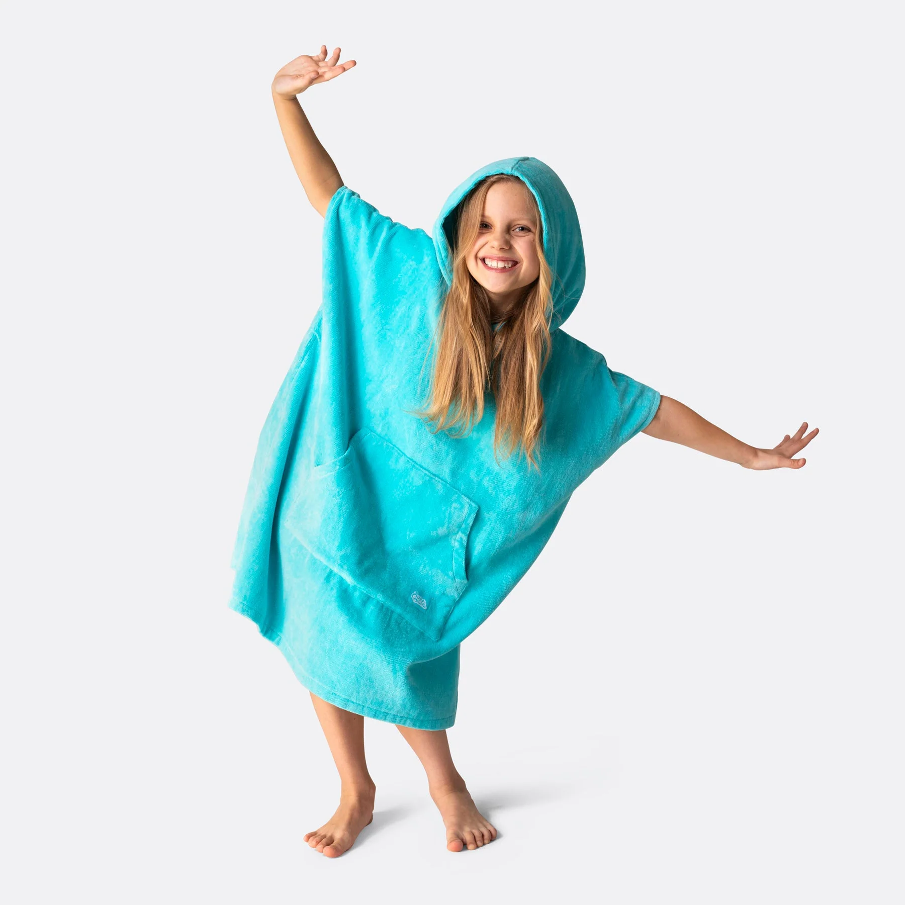 Korallenblauer Badeponcho Kinder - Image 3