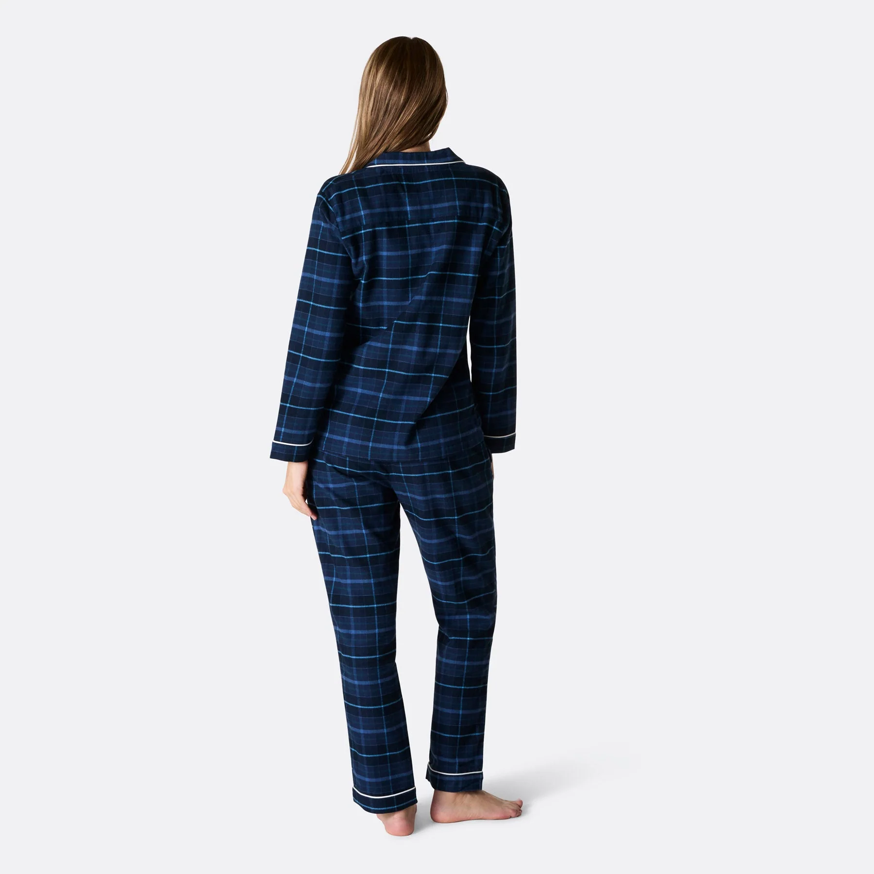 Blauer Flanell Weihnachtspyjama Damen - Image 4
