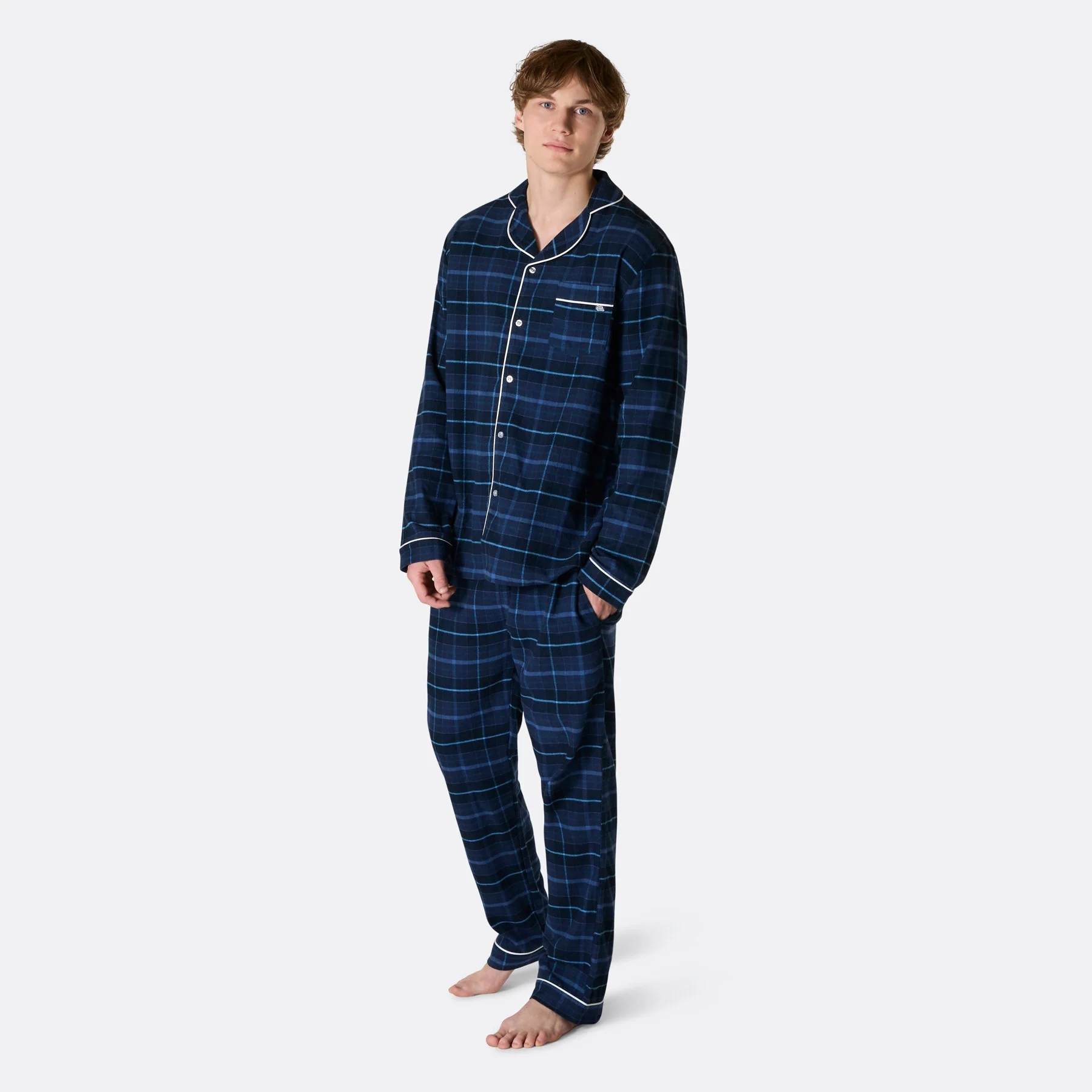 Blauer Flanell Weihnachtspyjama Familie - Image 4