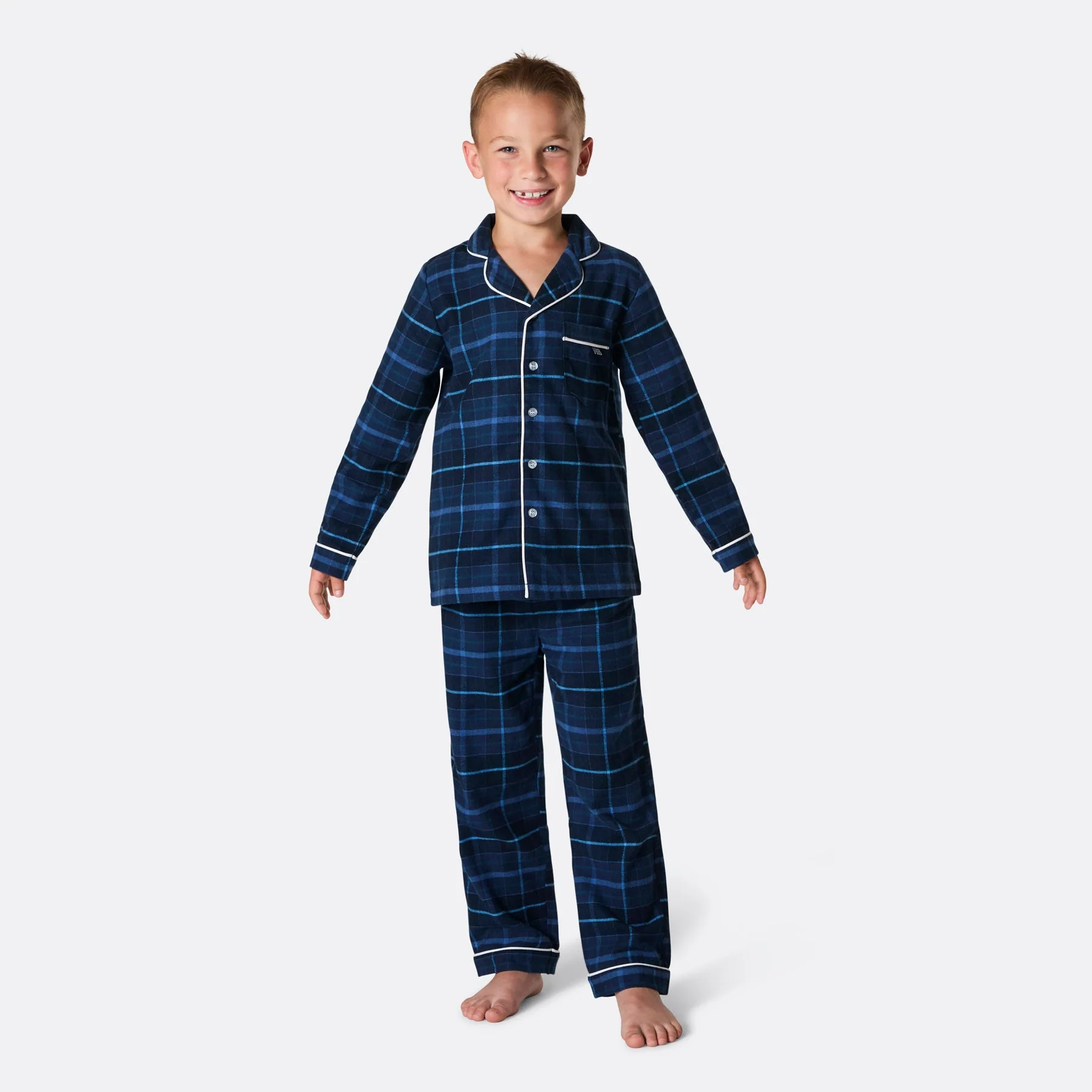 Blauer Flanell Weihnachtspyjama Familie - Image 5