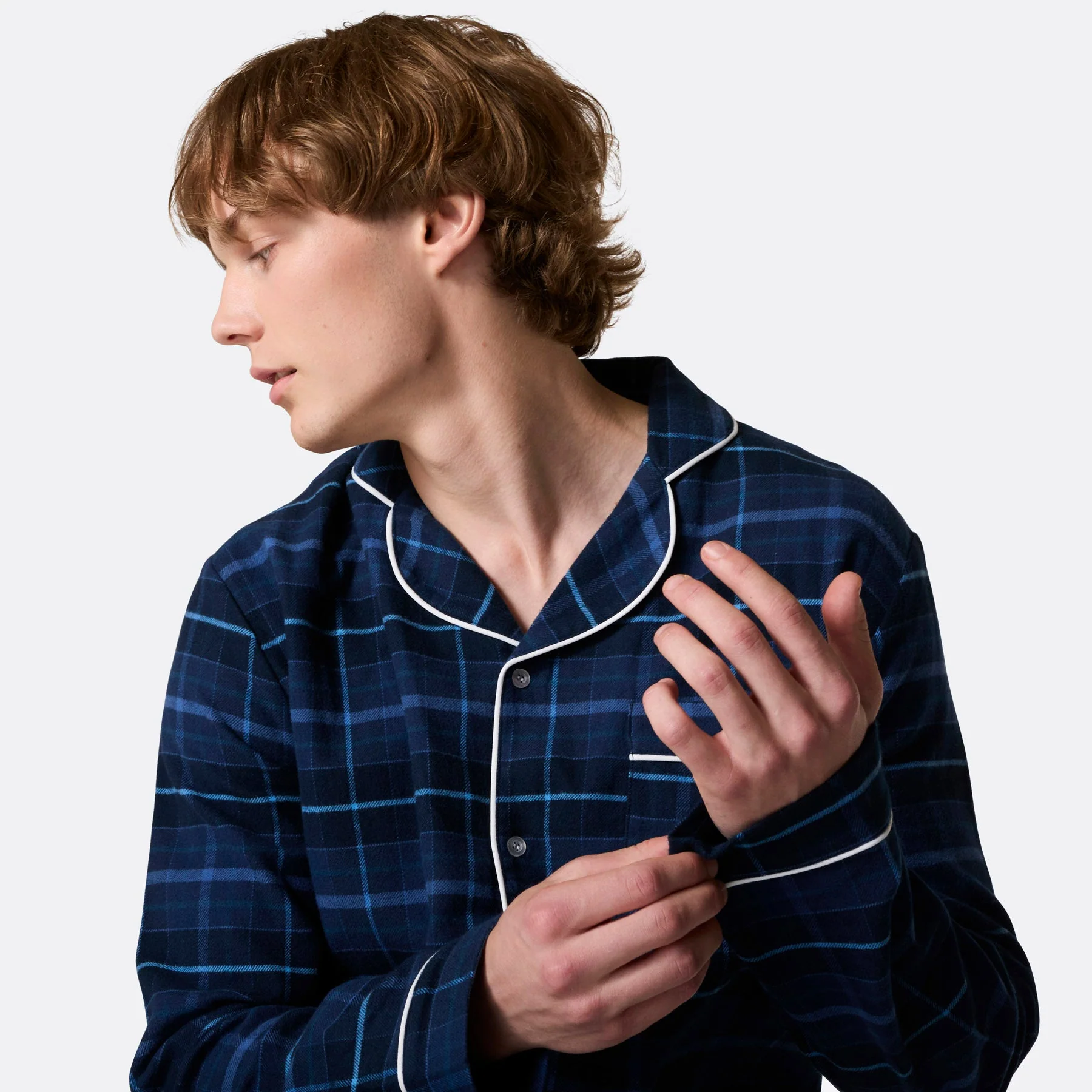 Blauer Flanell Weihnachtspyjama Herren - Image 4