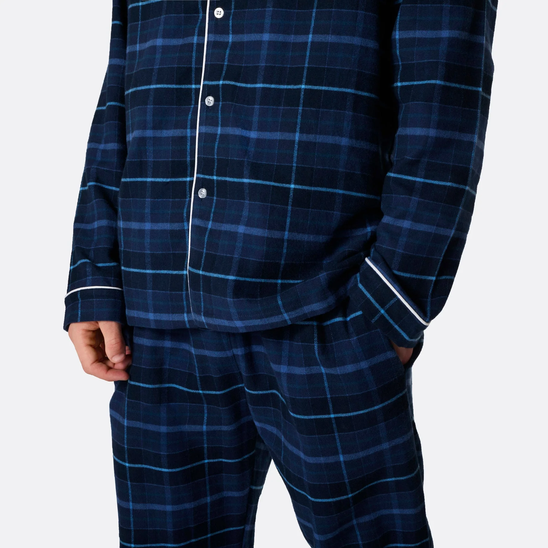 Blauer Flanell Weihnachtspyjama Herren - Image 7