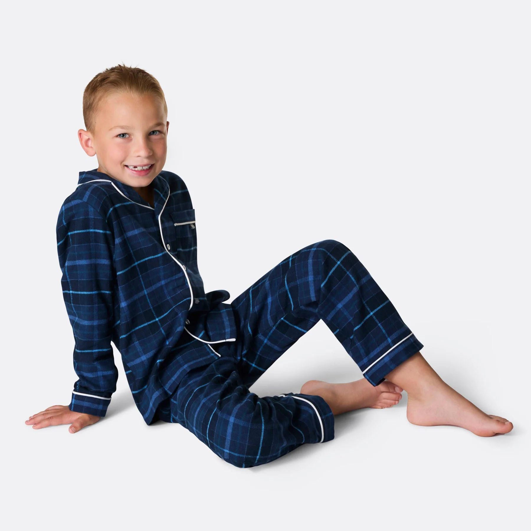 Blauer Flanell Weihnachtspyjama Kinder - Image 2