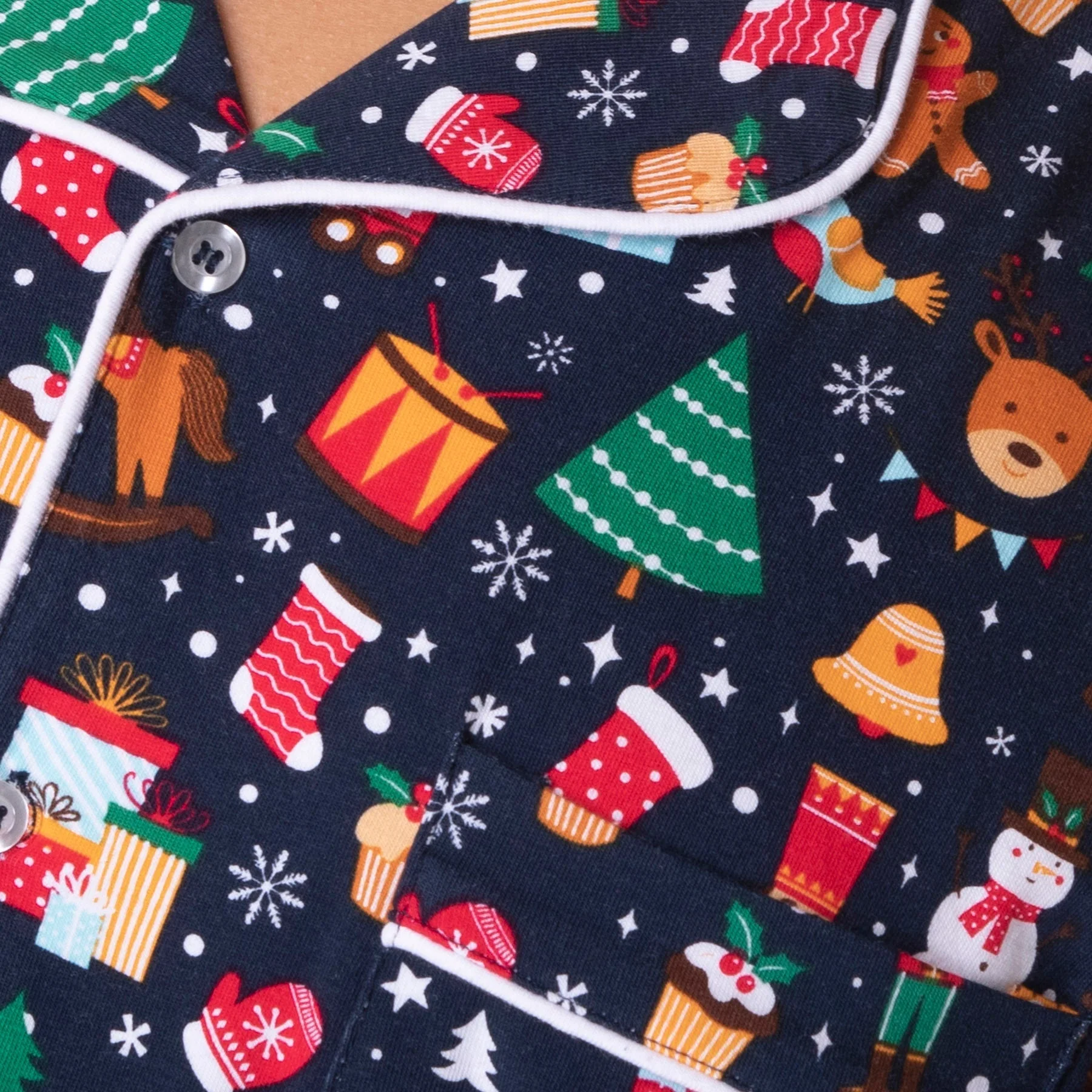 Blauer Weihnachtstraum Weihnachtspyjama mit Kragen Kinder - Image 3