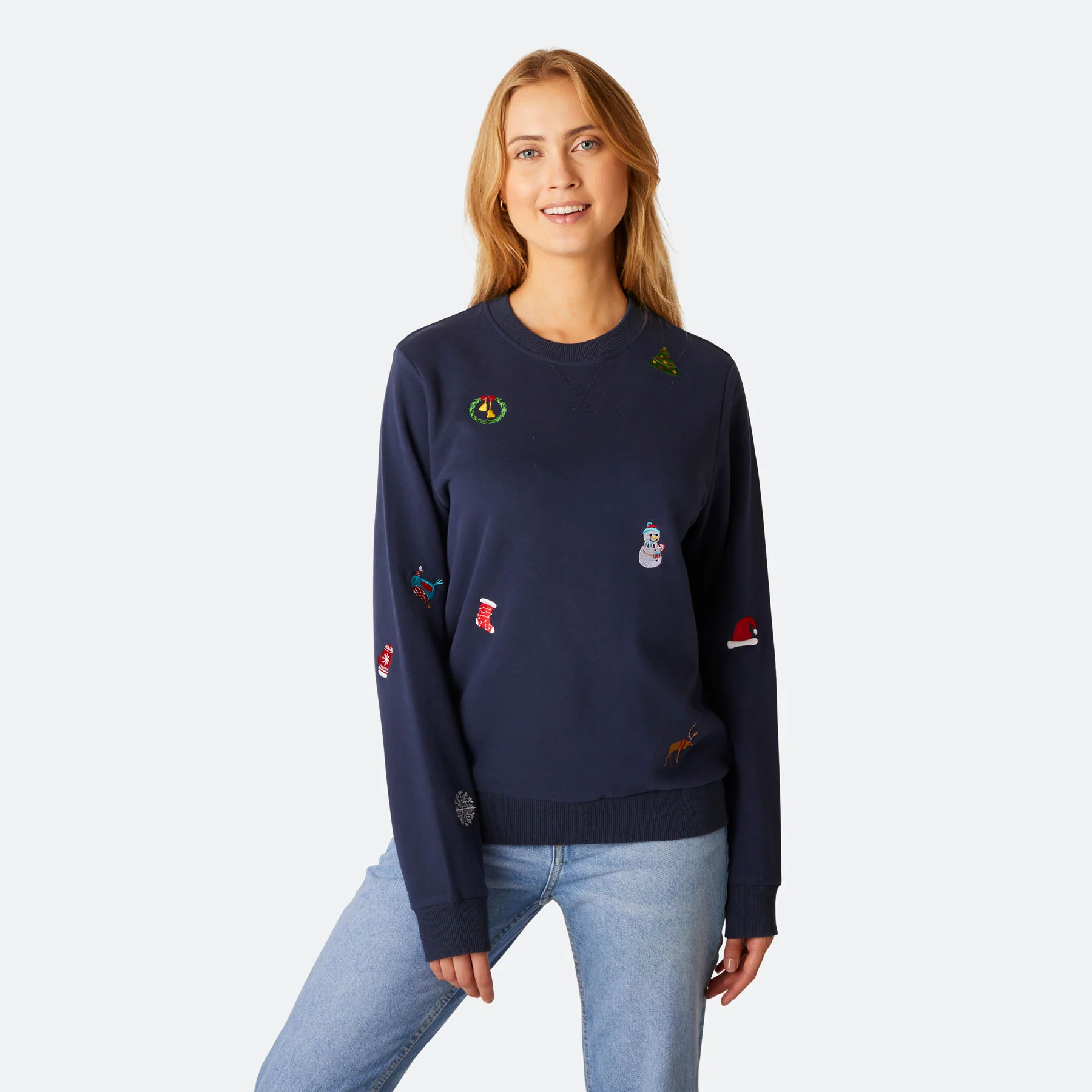 Blaues Weihnachts-Sweatshirt Damen - Image 2