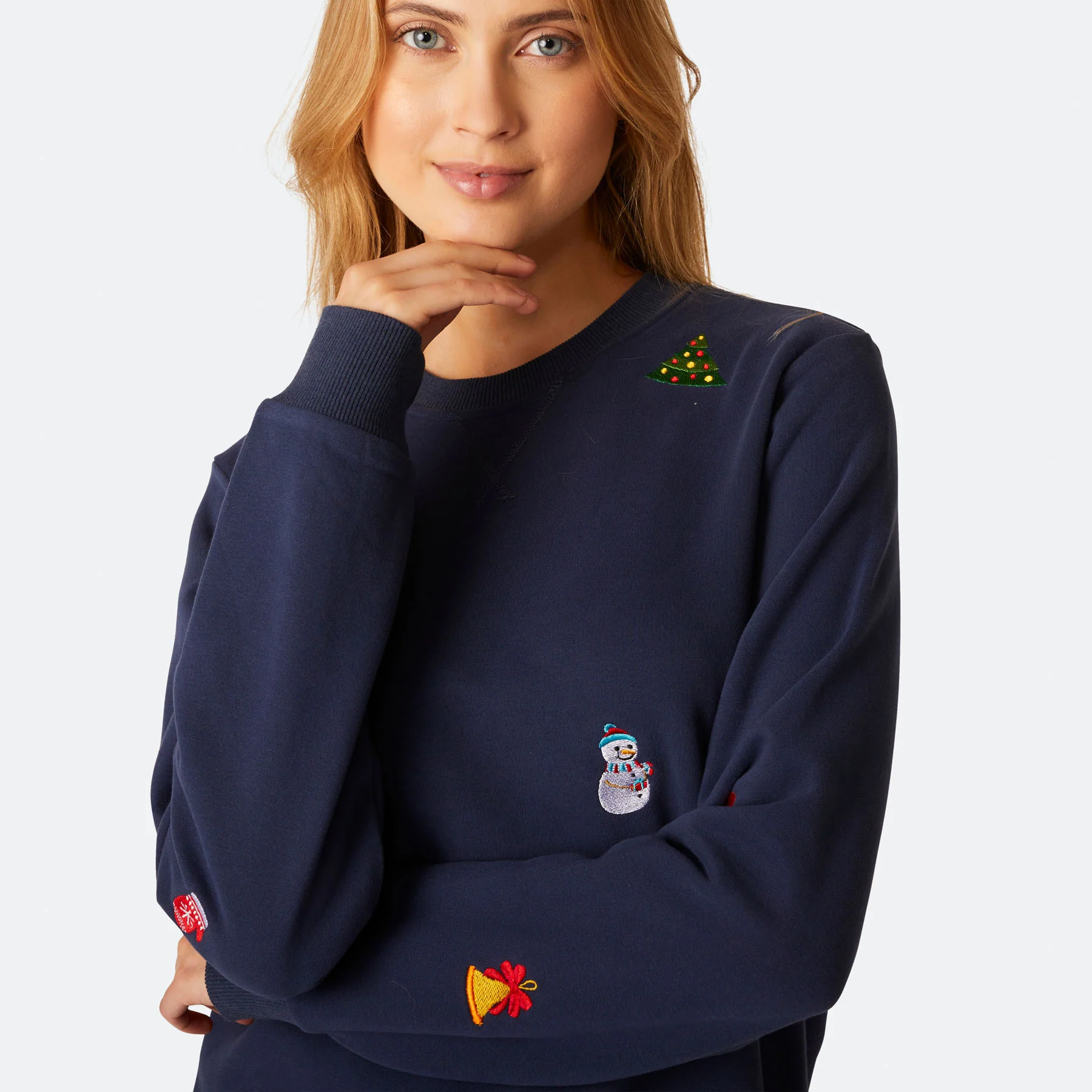 Blaues Weihnachts-Sweatshirt Damen - Image 3