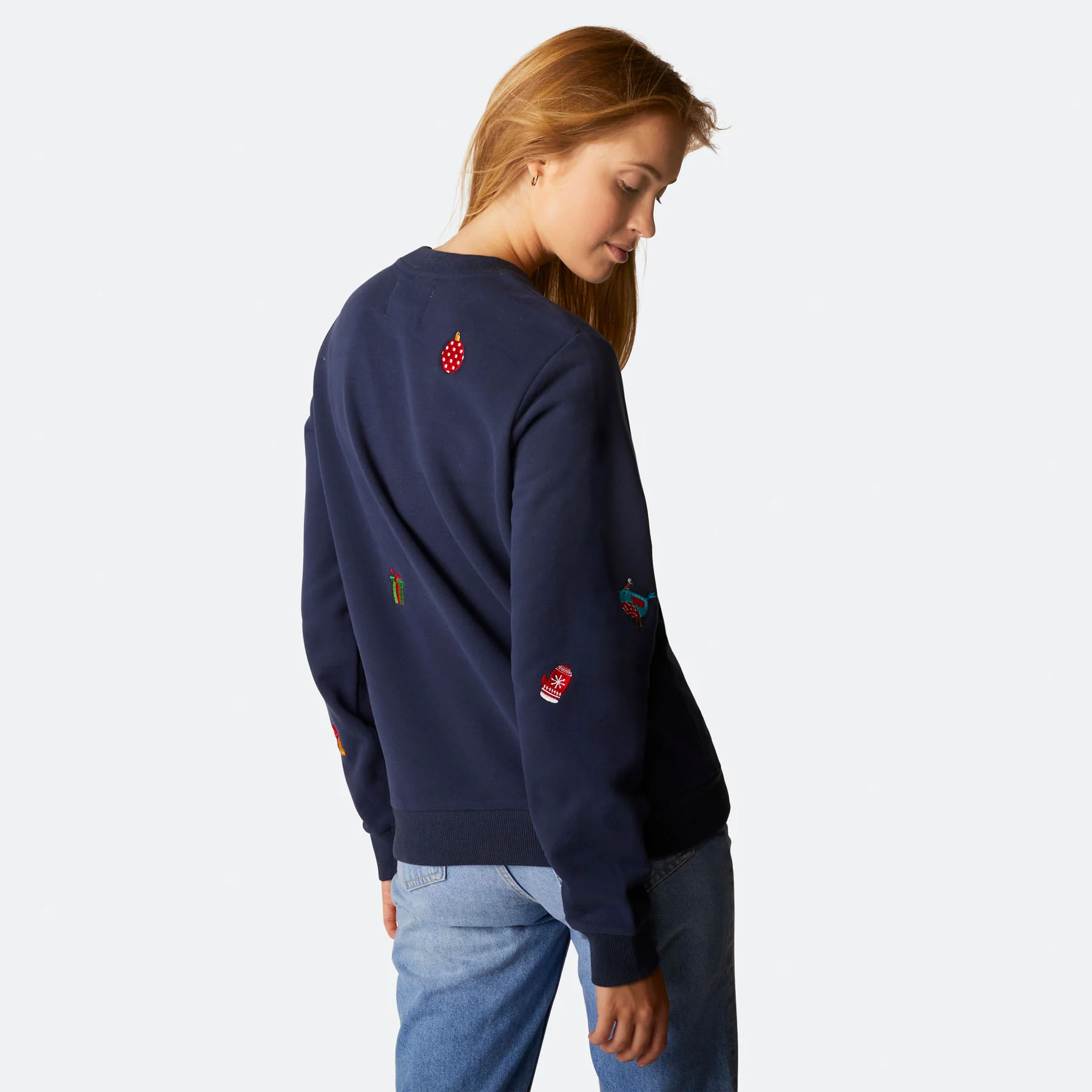 Blaues Weihnachts-Sweatshirt Damen - Image 5