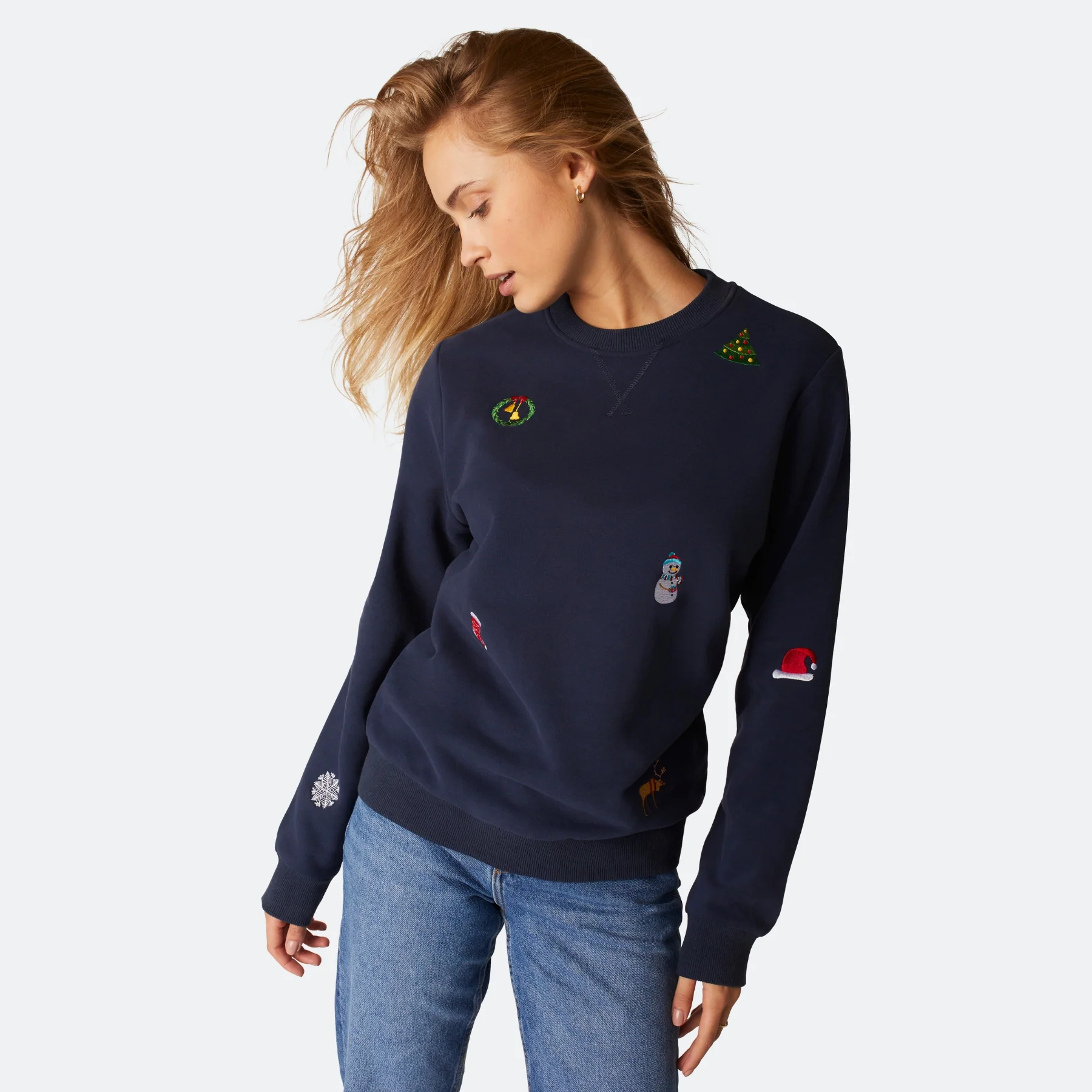 Blaues Weihnachts-Sweatshirt Damen - Image 6