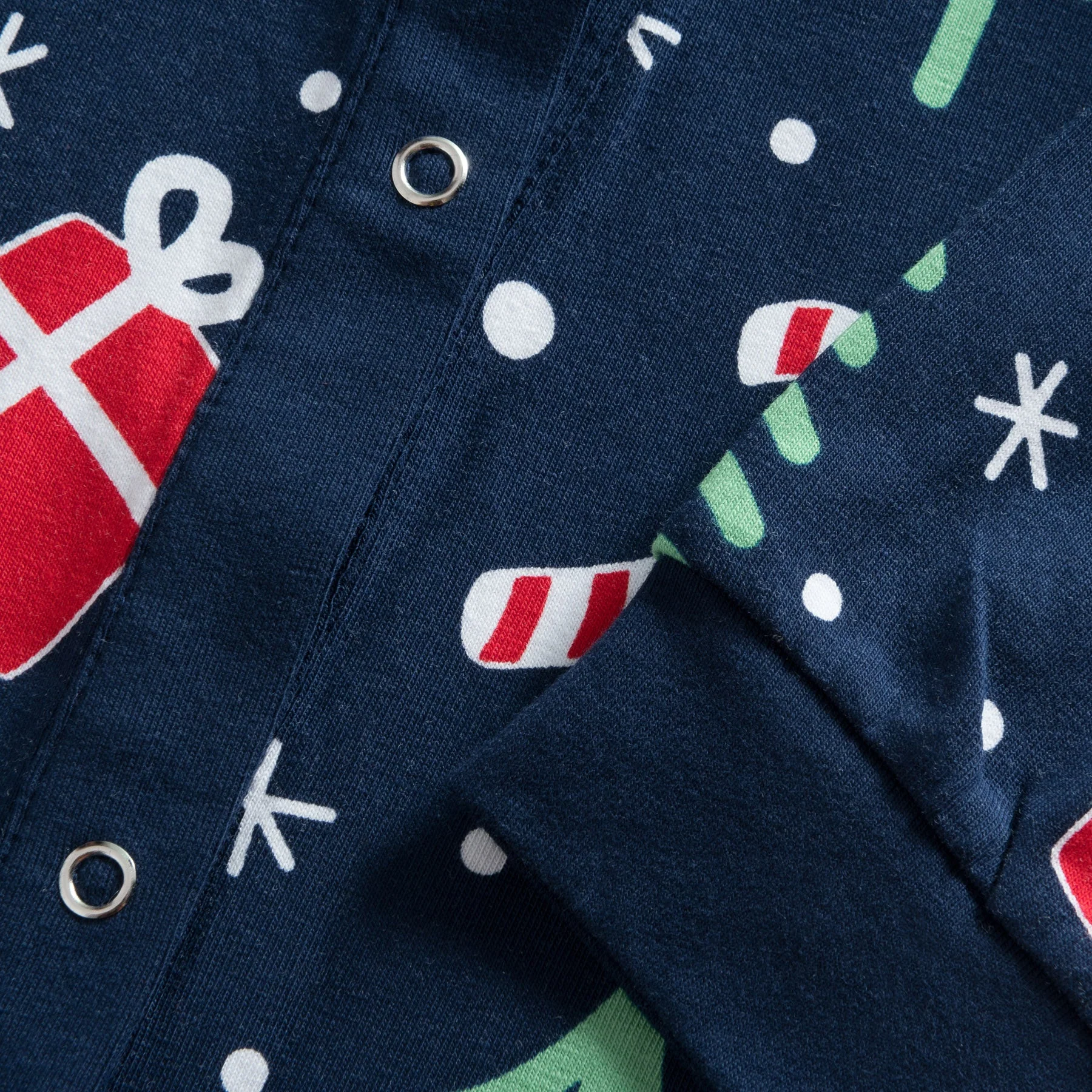 Blaues Weihnachtsmuster Overall Weihnachtspyjama Kinder - Image 7