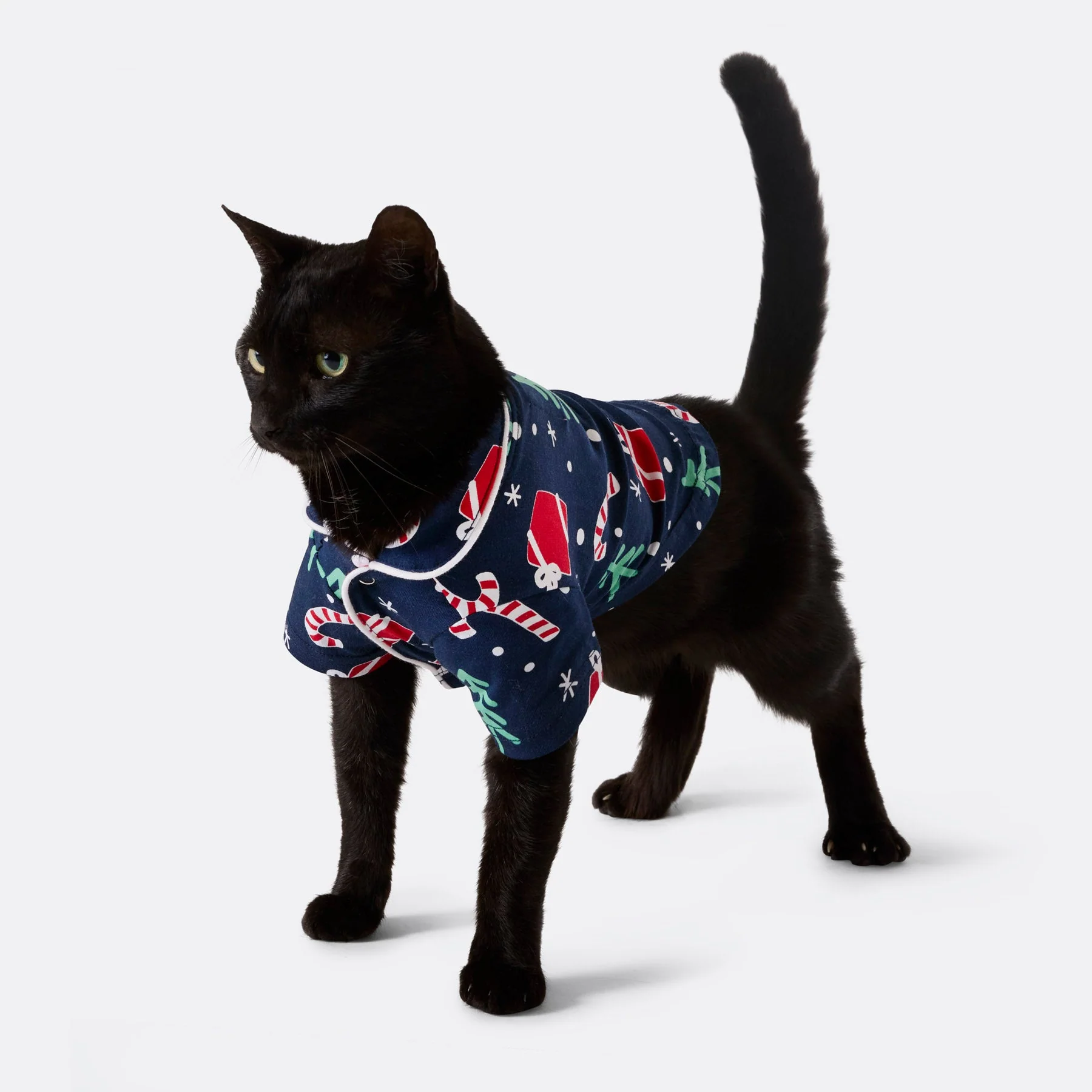Blaues Weihnachtsmuster Weihnachtspyjama für Katzen - Image 4