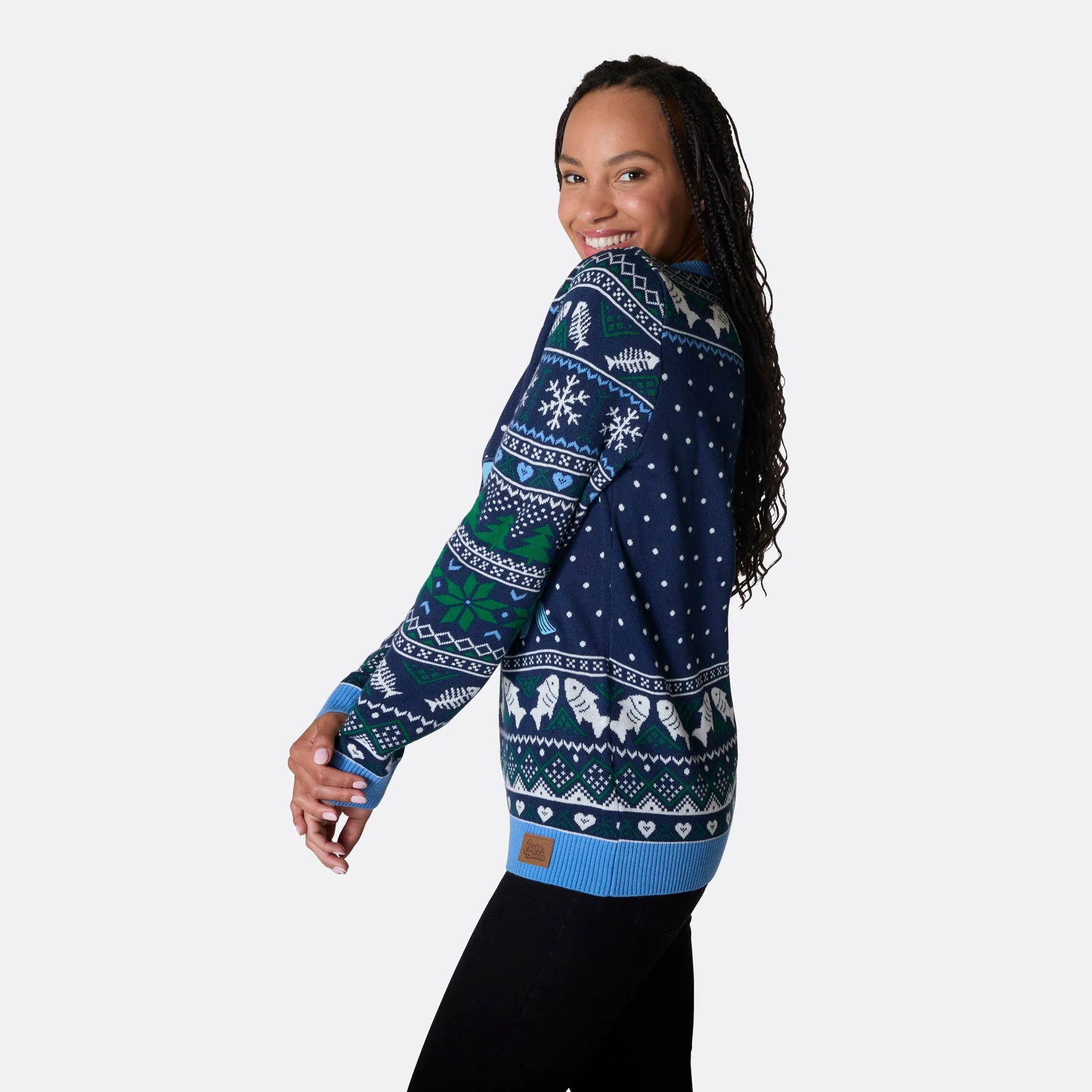 Drei weiße Fische Weihnachtspullover Damen - Image 3