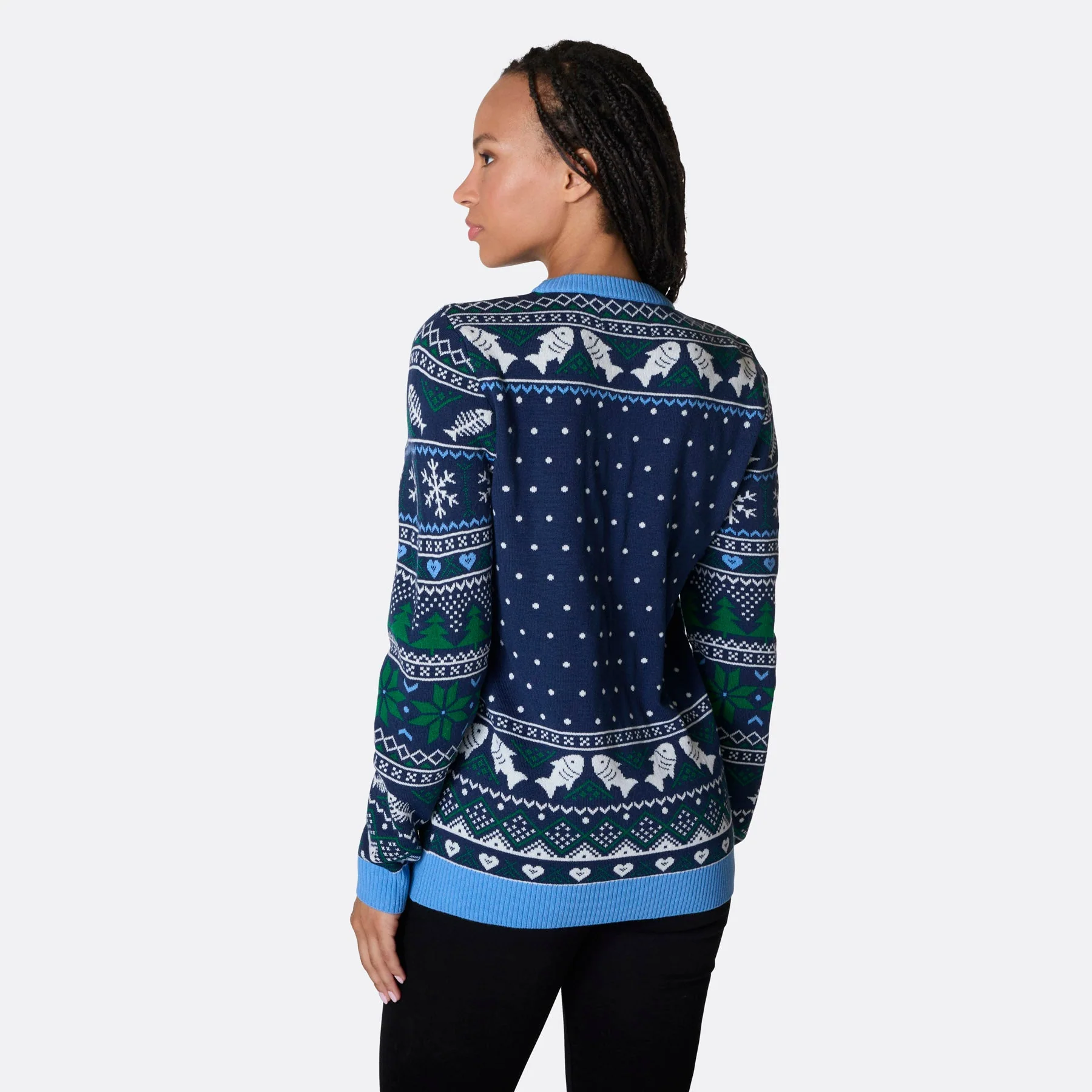 Drei weiße Fische Weihnachtspullover Damen - Image 5