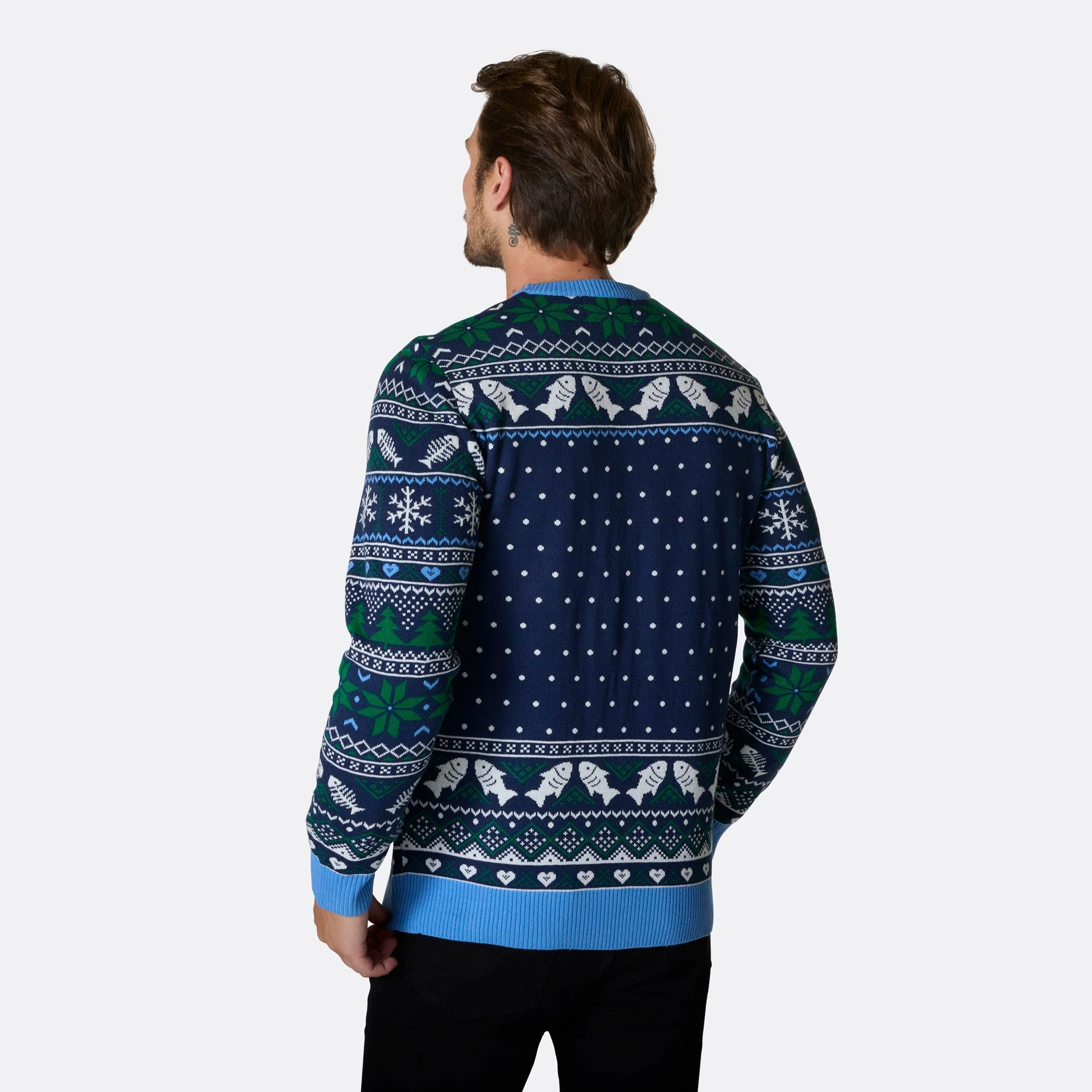 Drei weiße Fische Weihnachtspullover Herren - Image 3