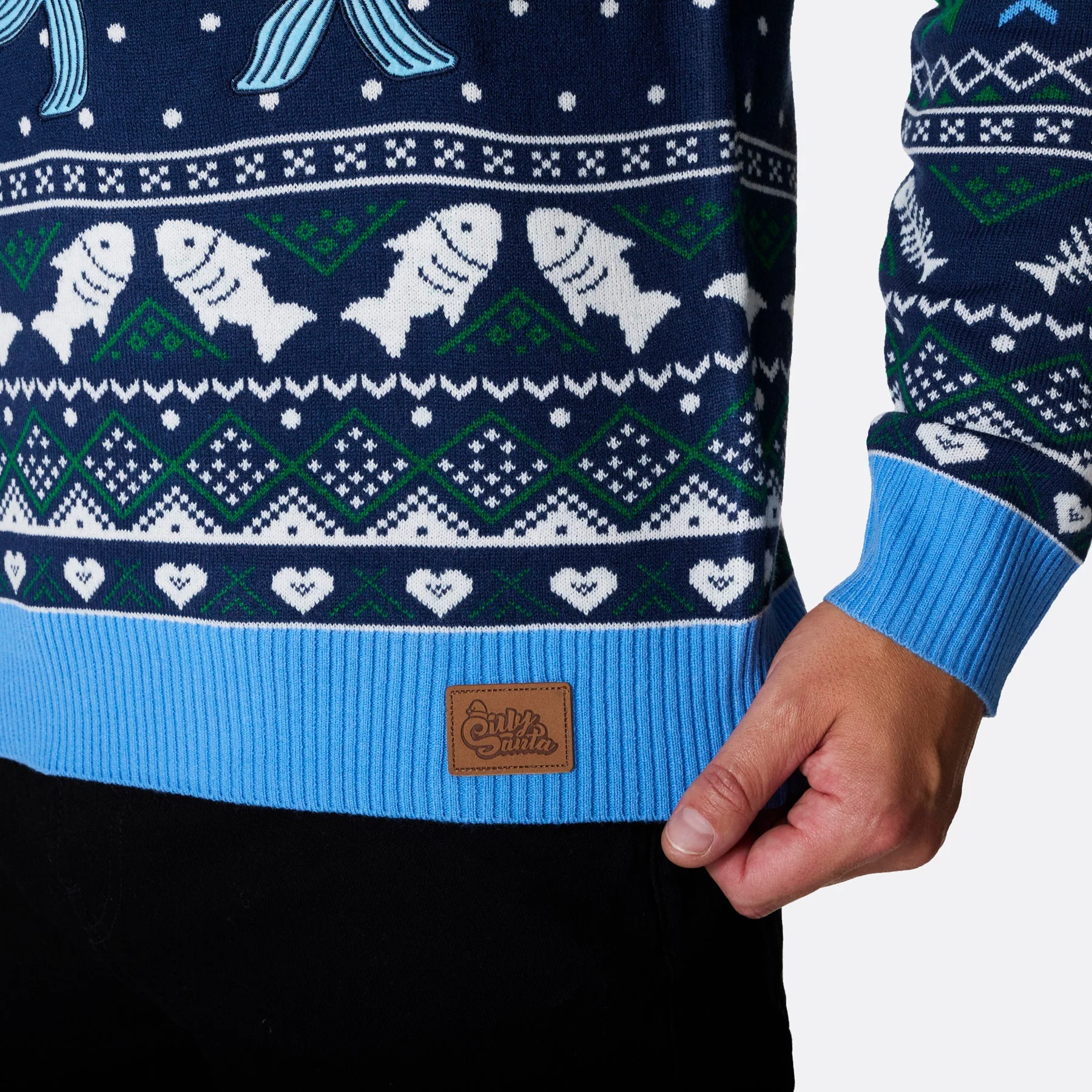 Drei weiße Fische Weihnachtspullover Herren - Image 4