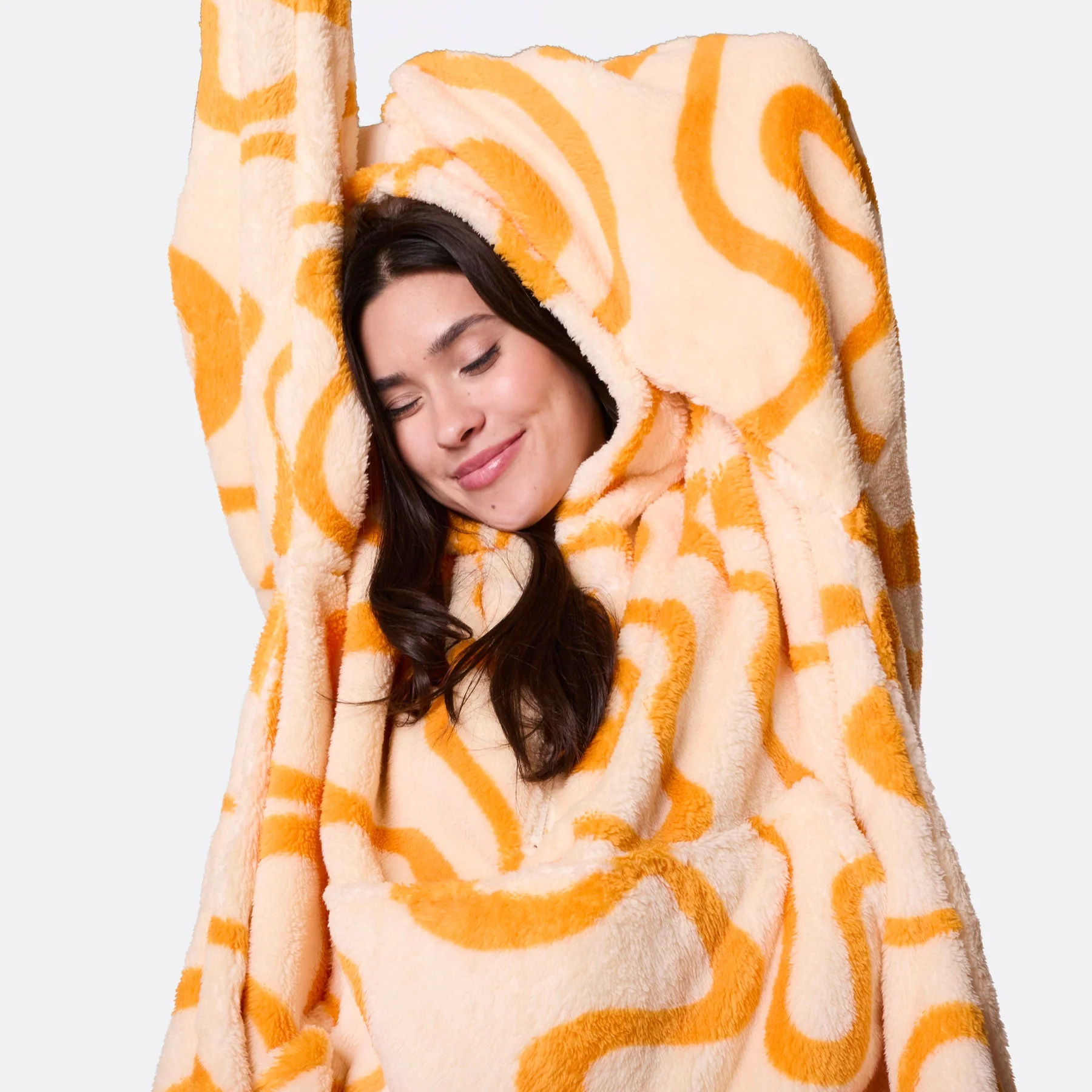 Gelbe Wellen Teddy HappyHoodie - Image 3