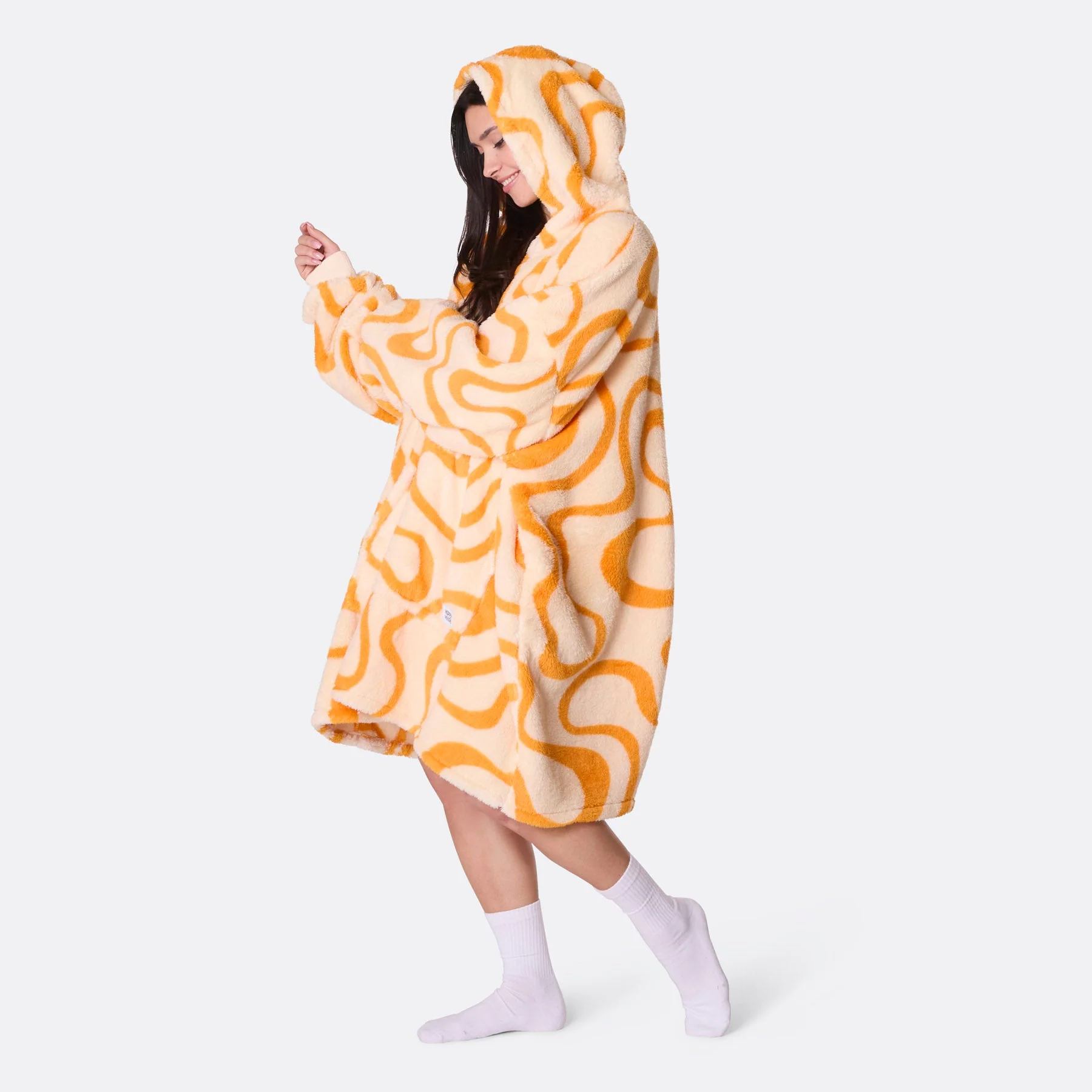 Gelbe Wellen Teddy HappyHoodie - Image 7