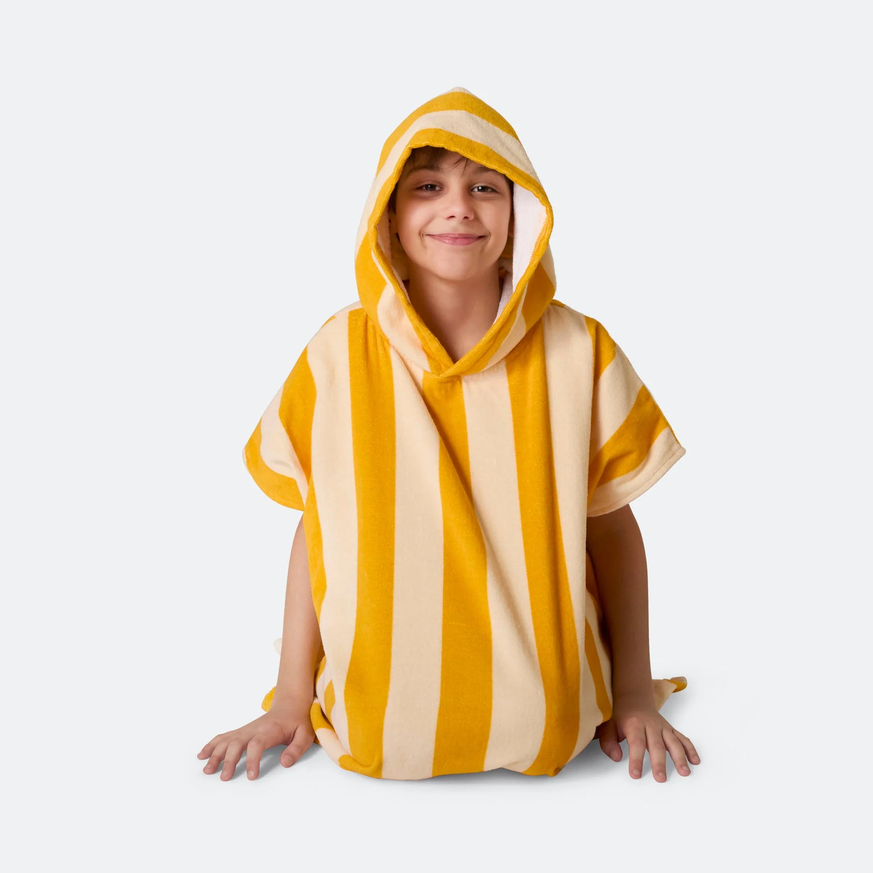 Gestreifter Gelber Badeponcho Kinder - Image 3