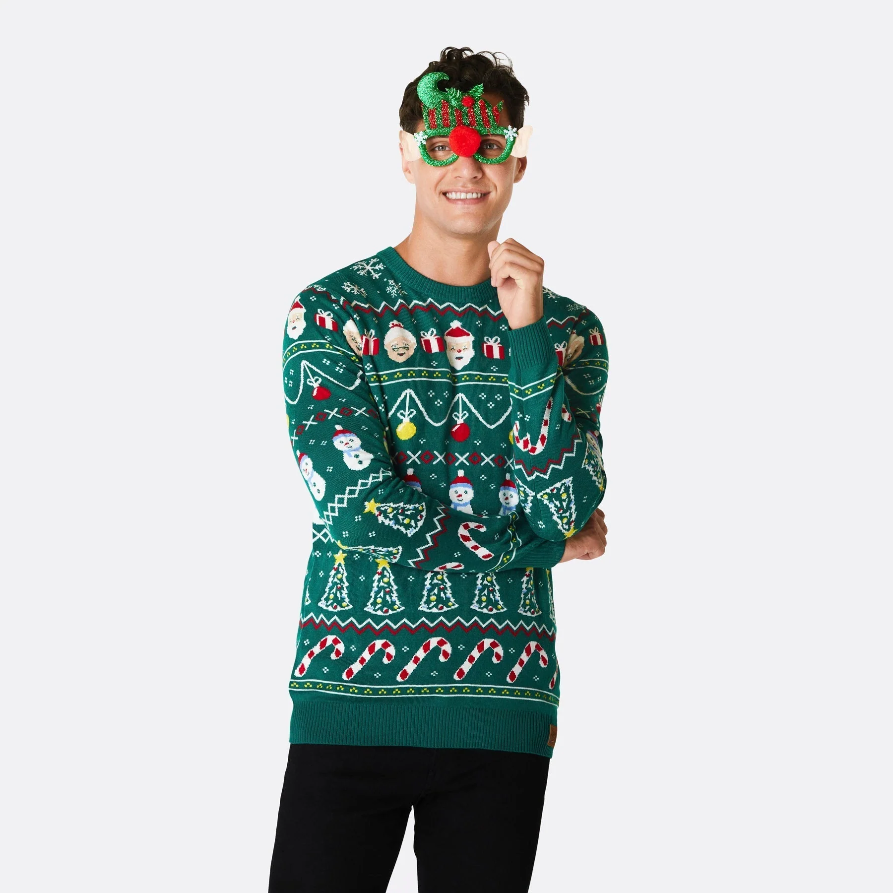 Gestreifter Grüner Weihnachtspullover Herren - Image 2