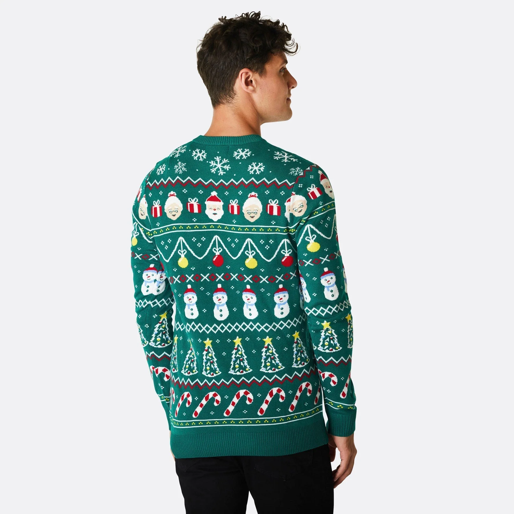 Gestreifter Grüner Weihnachtspullover Herren - Image 3