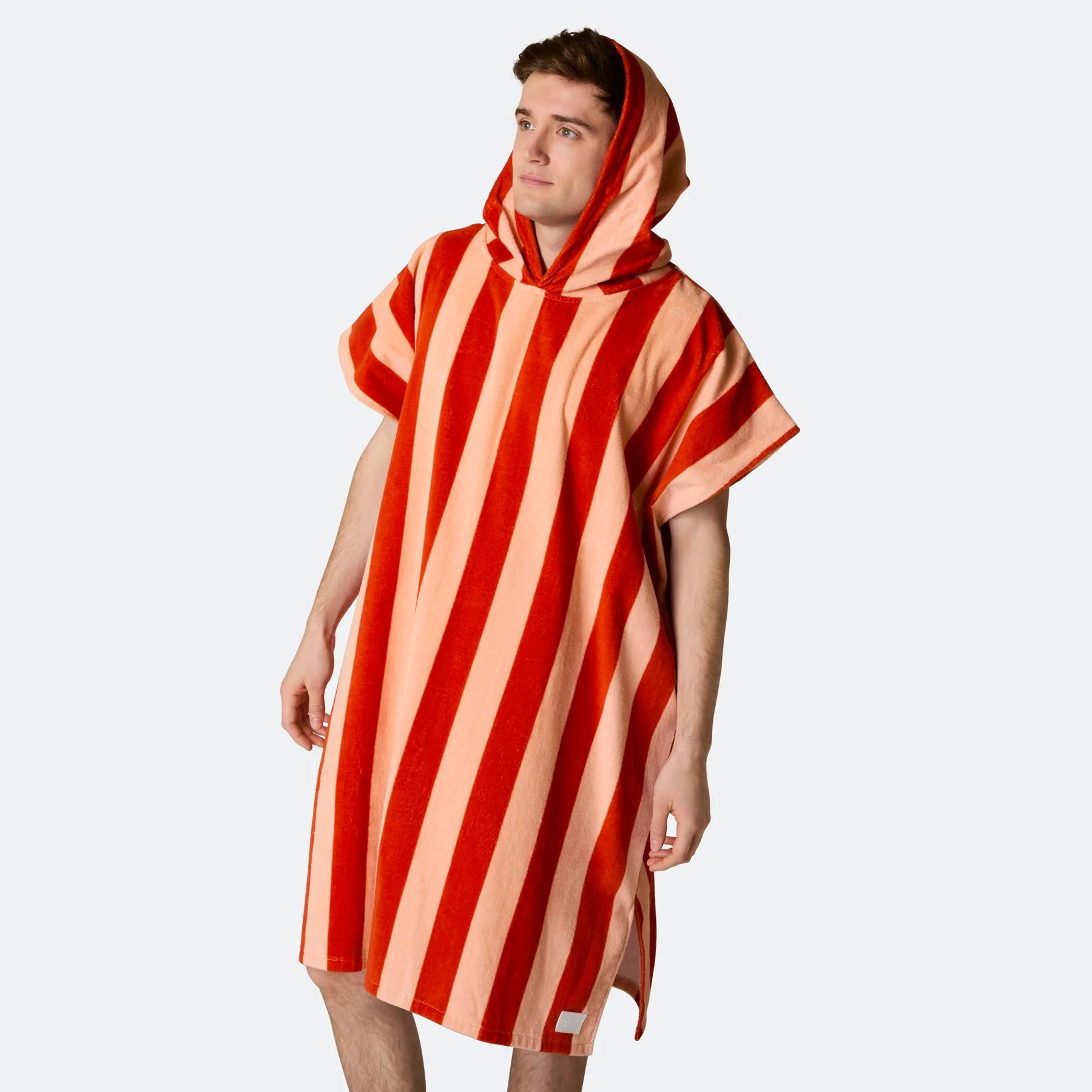 Gestreifter Roter Badeponcho - Image 11