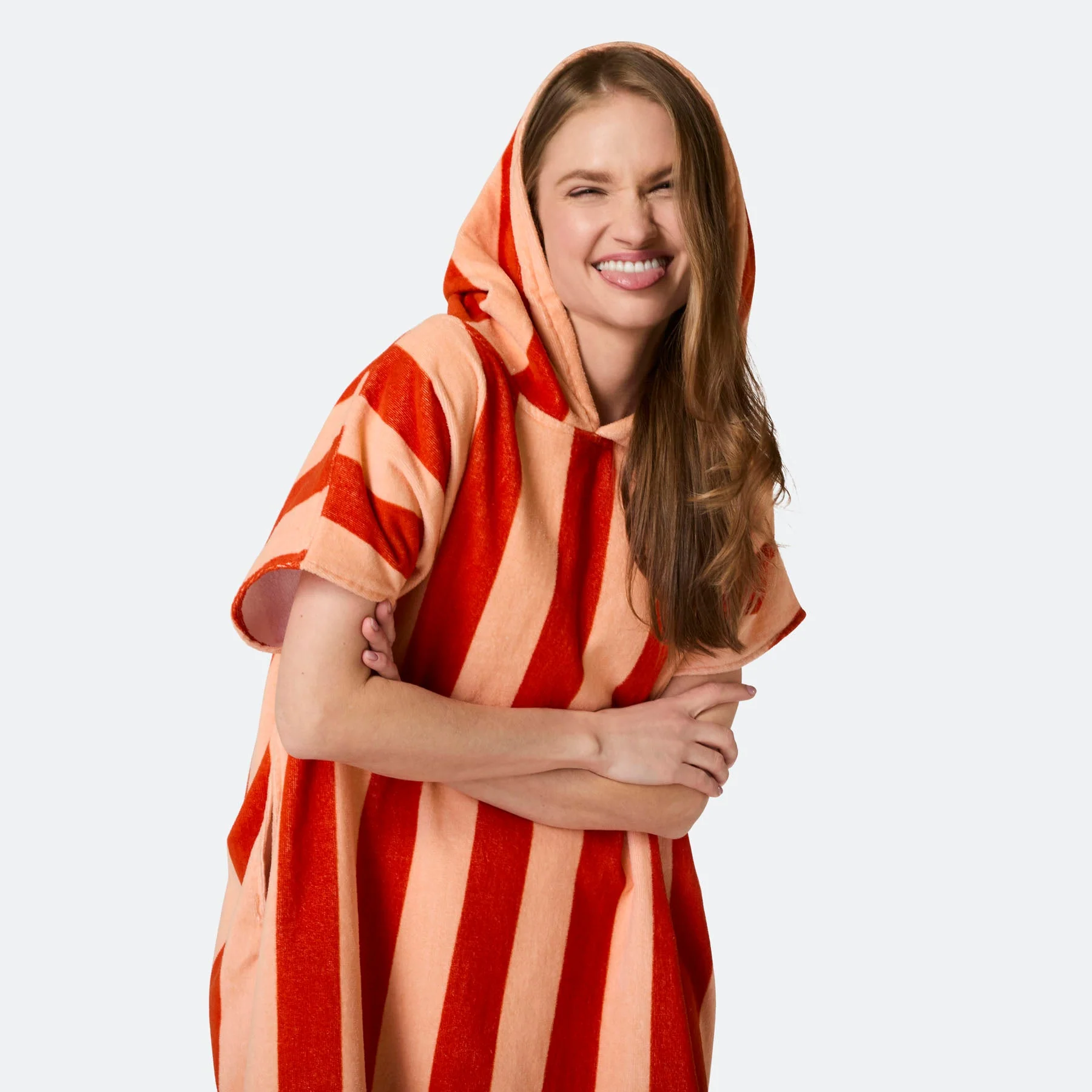 Gestreifter Roter Badeponcho - Image 16
