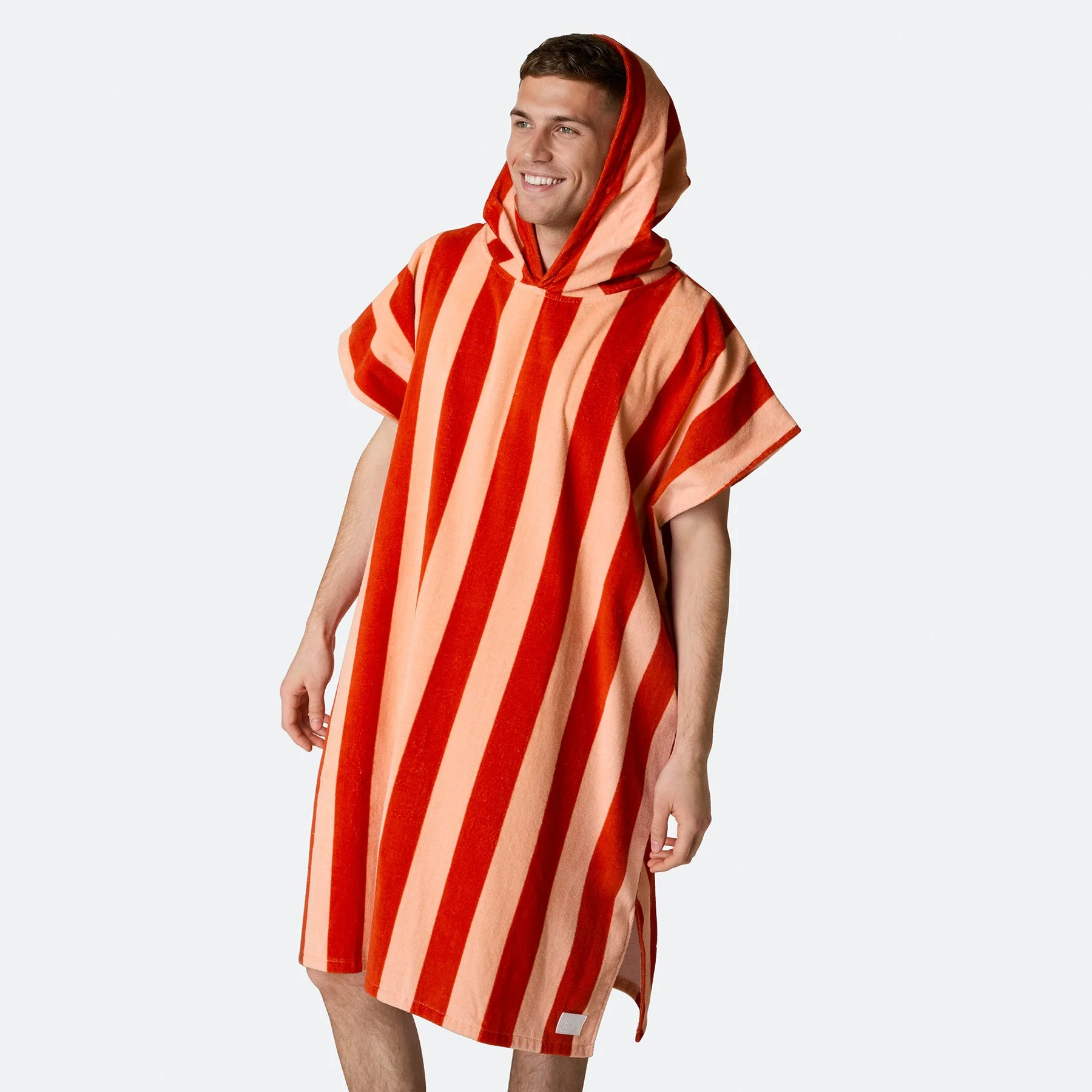 Gestreifter Roter Badeponcho - Image 3