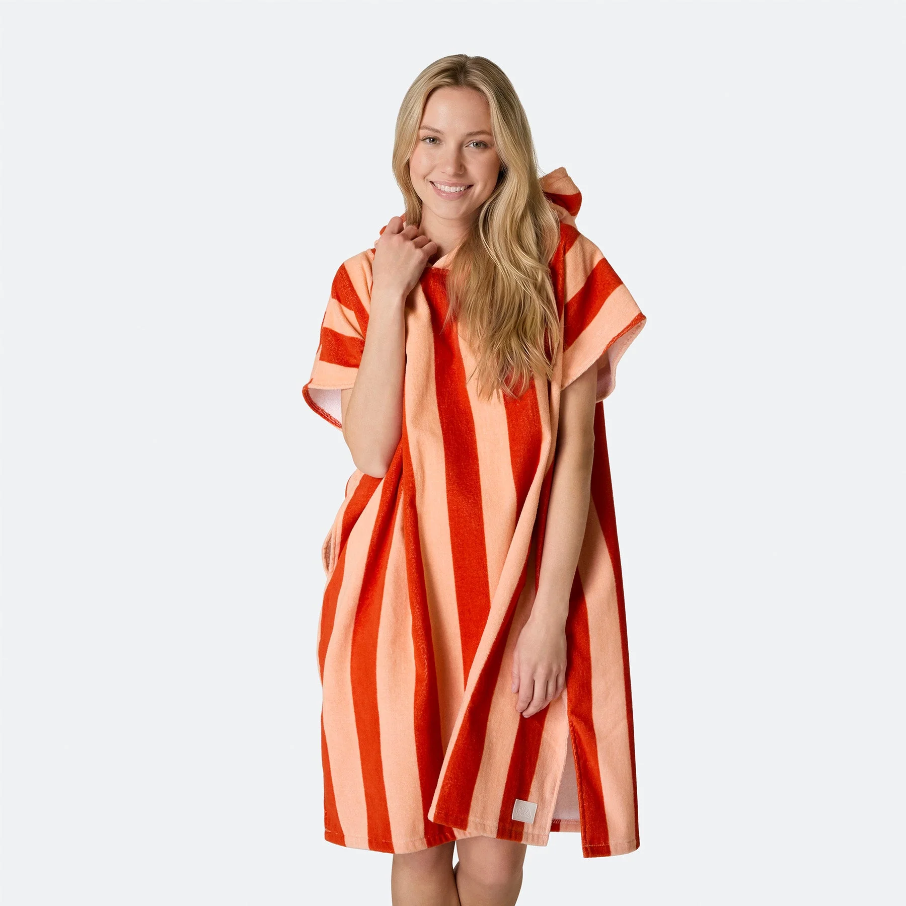 Gestreifter Roter Badeponcho - Image 5