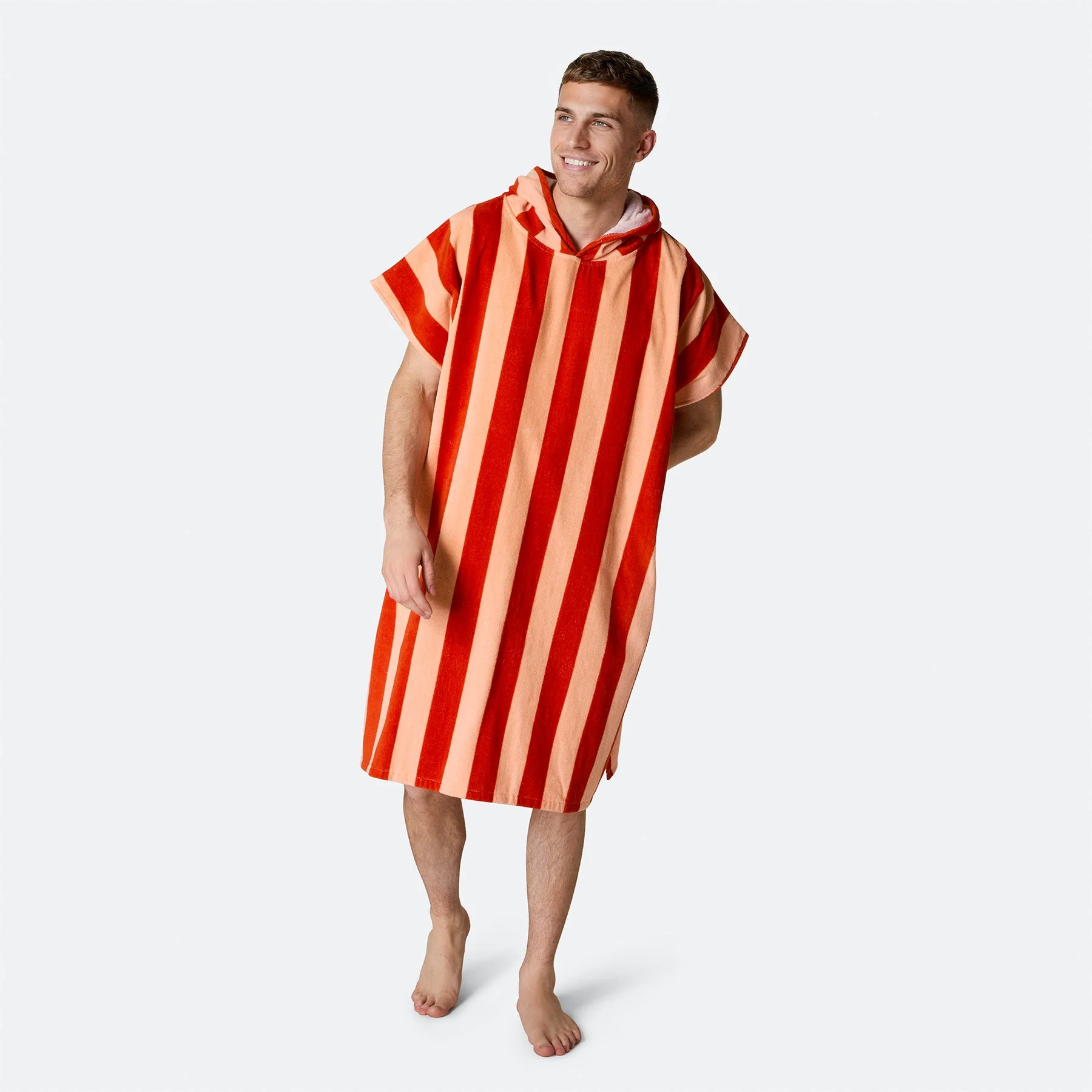 Gestreifter Roter Badeponcho - Image 7