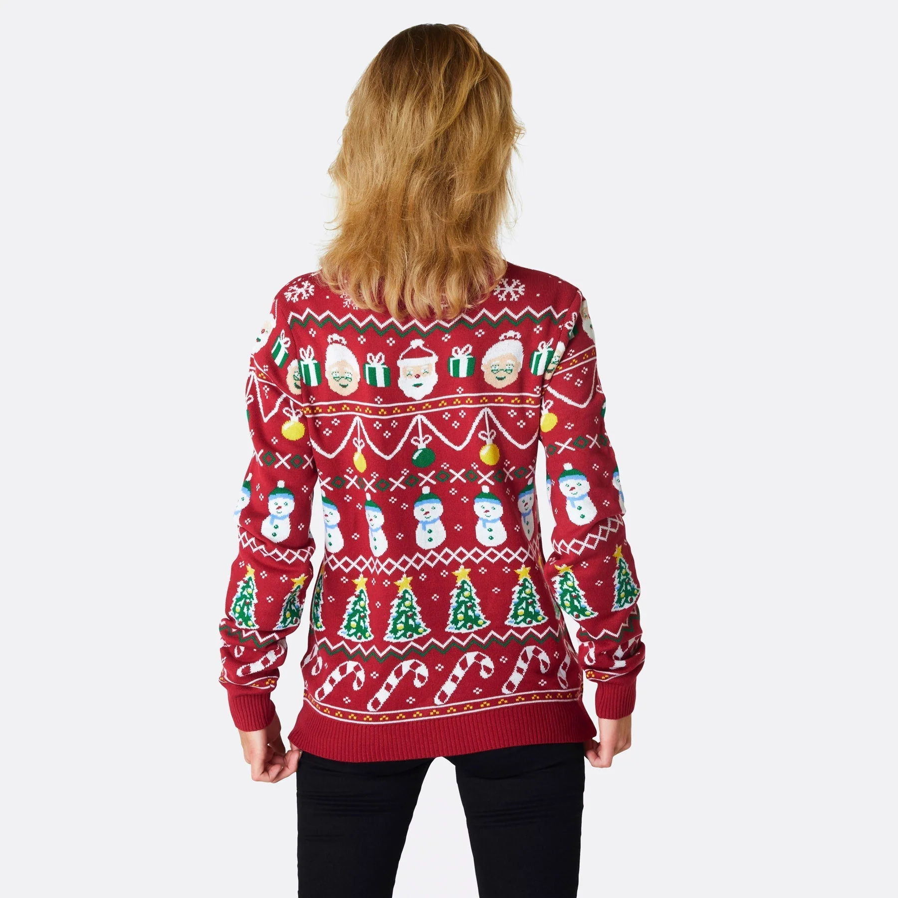 Gestreifter Roter Weihnachtspullover Damen - Image 3