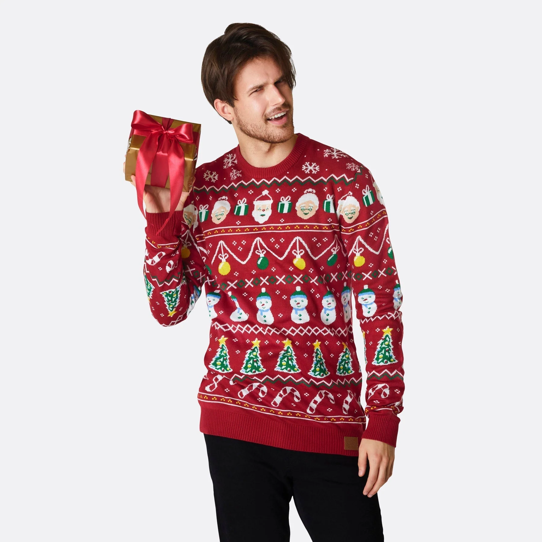 Gestreifter Roter Weihnachtspullover Herren - Image 2