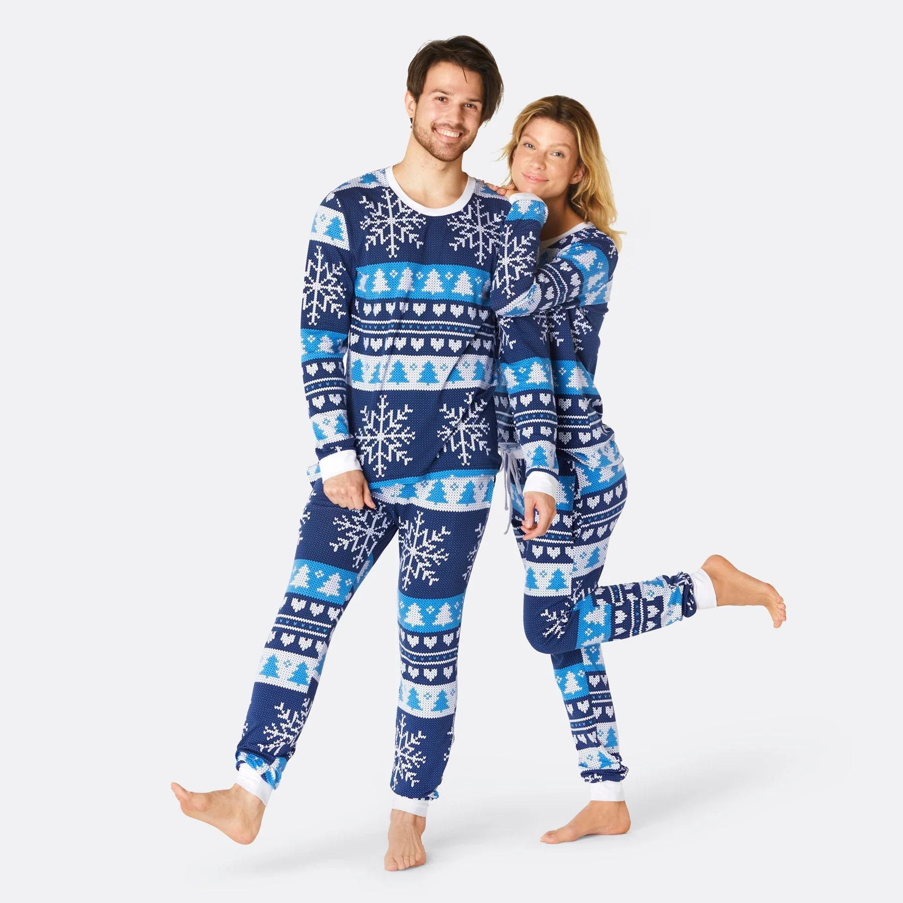 Blauer Strickmuster Pyjama Damen - Image 2