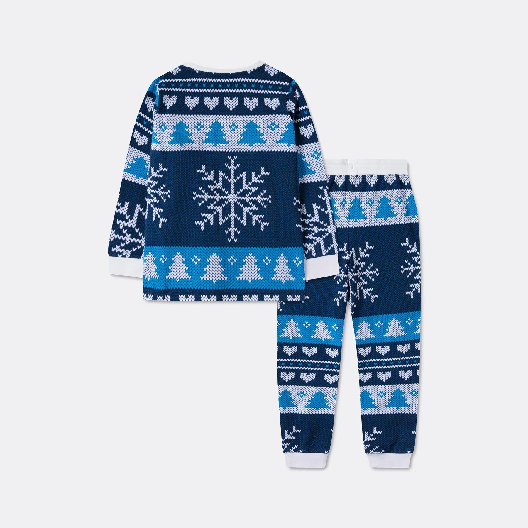 Blauer Strickmuster Pyjama Kinder - Image 2