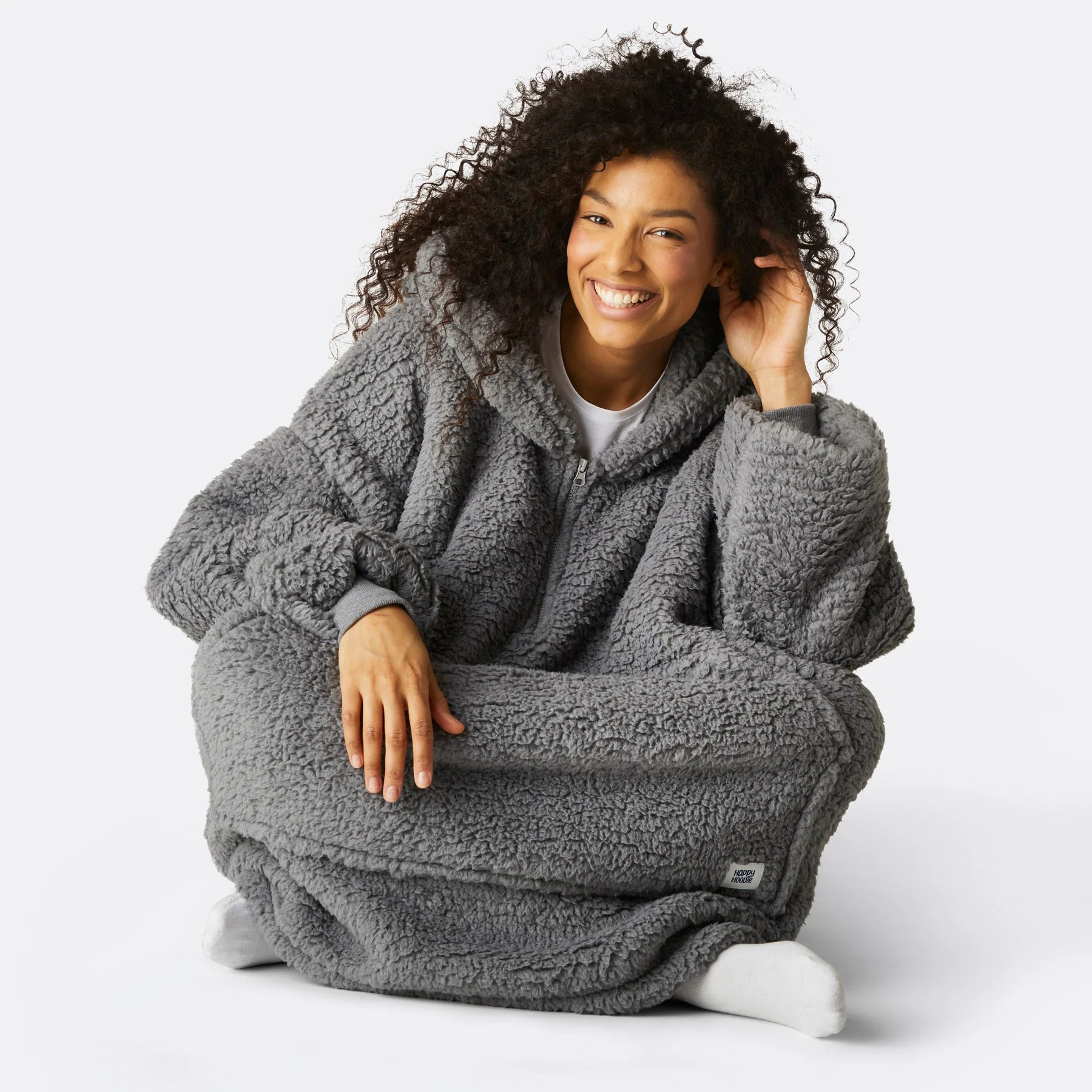 Grauer Sherpa HappyHoodie - Image 4