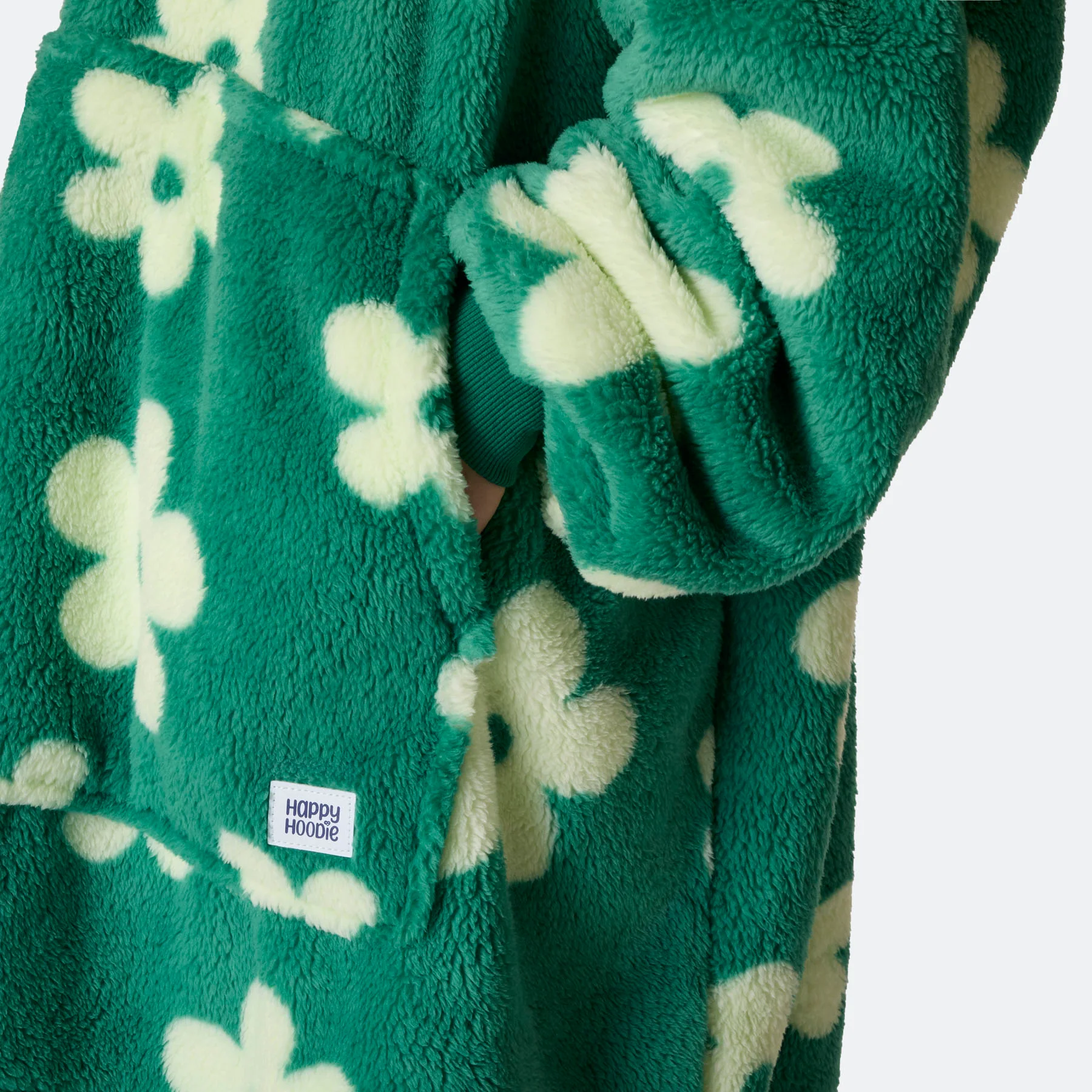 Grüner Blumen Teddy HappyHoodie - Image 4