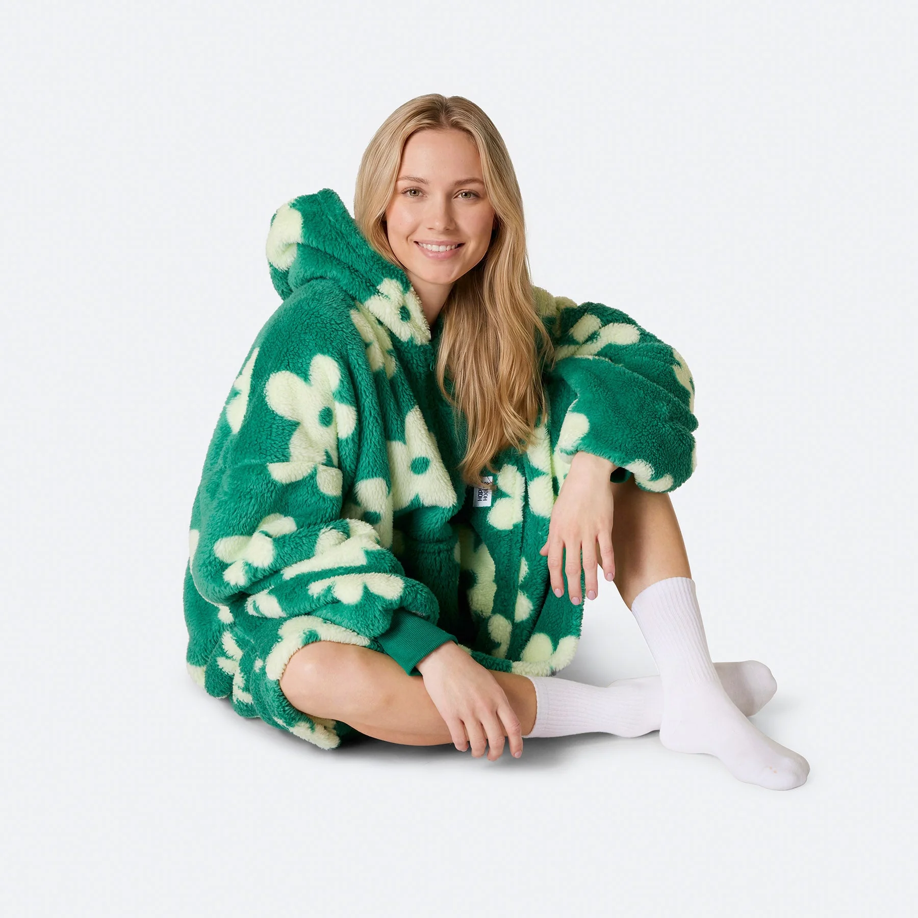 Grüner Blumen Teddy HappyHoodie - Image 5