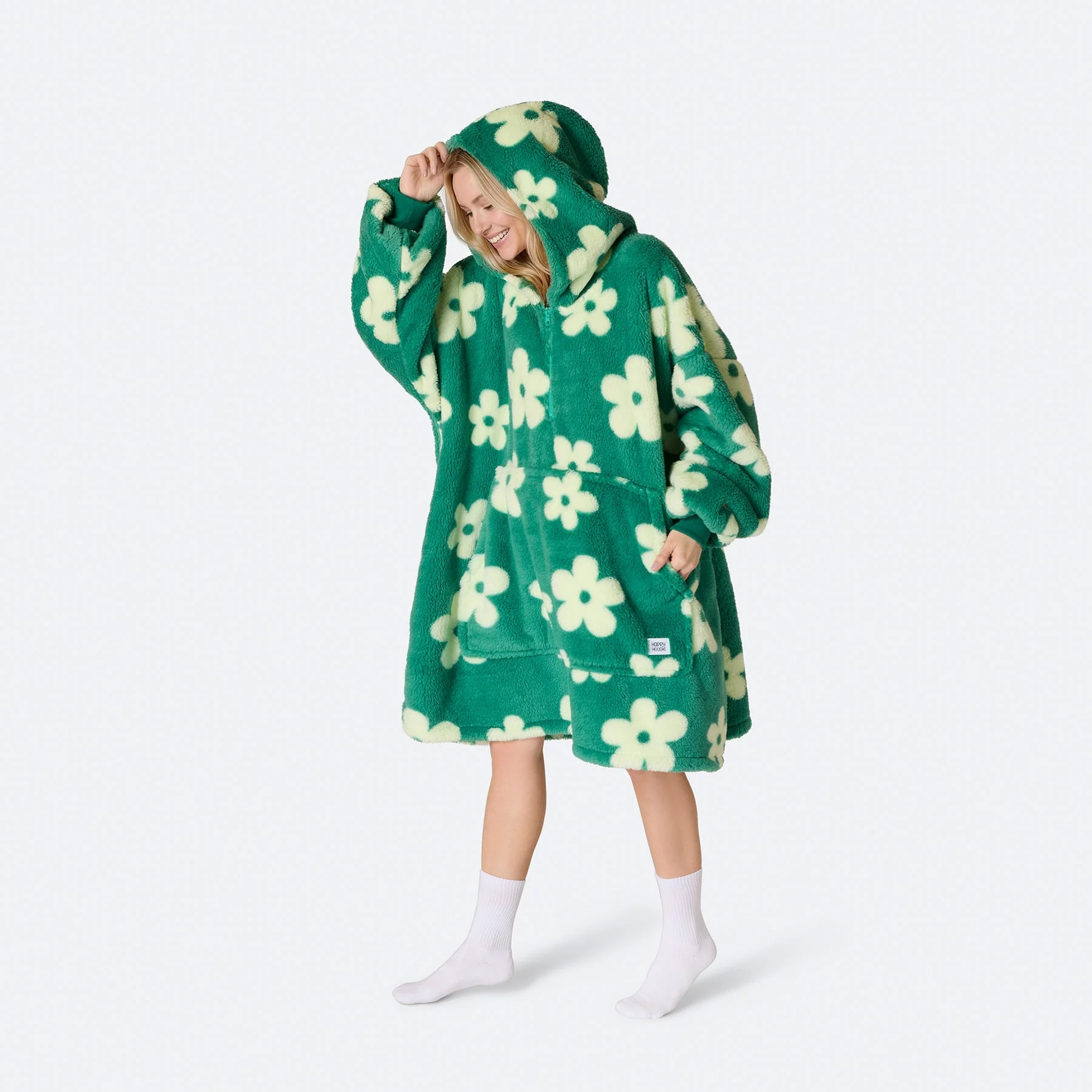 Grüner Blumen Teddy HappyHoodie - Image 6