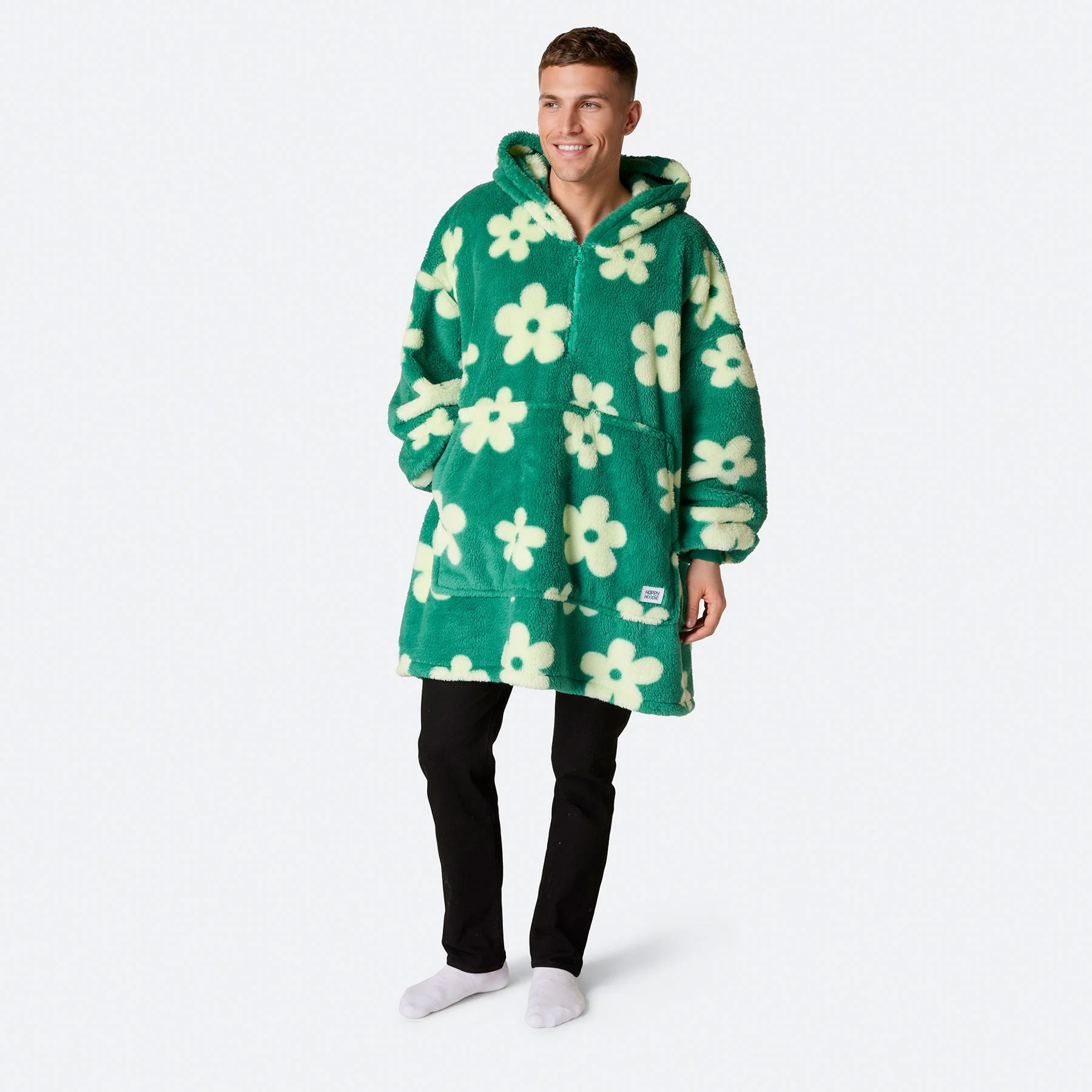 Grüner Blumen Teddy HappyHoodie - Image 7