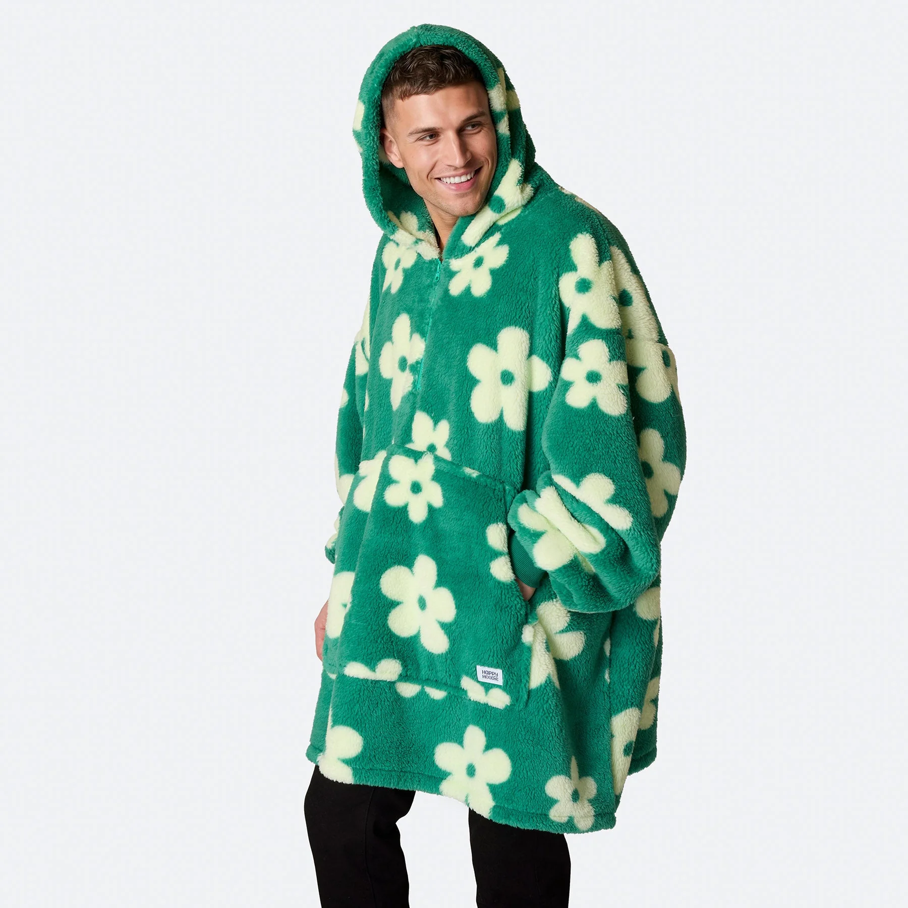 Grüner Blumen Teddy HappyHoodie - Image 8