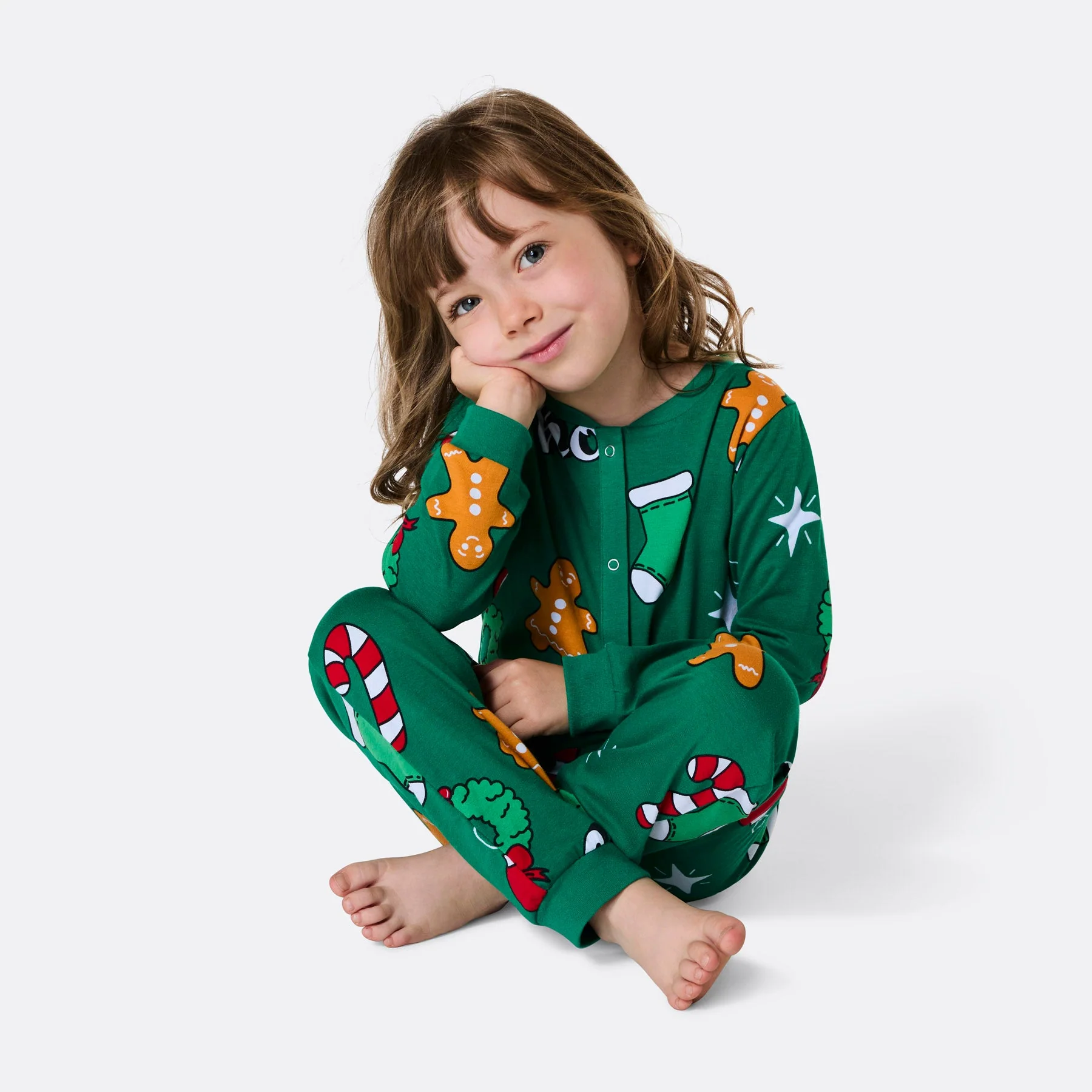 Grüner Hohoho Overall Weihnachtspyjama Kinder - Image 2