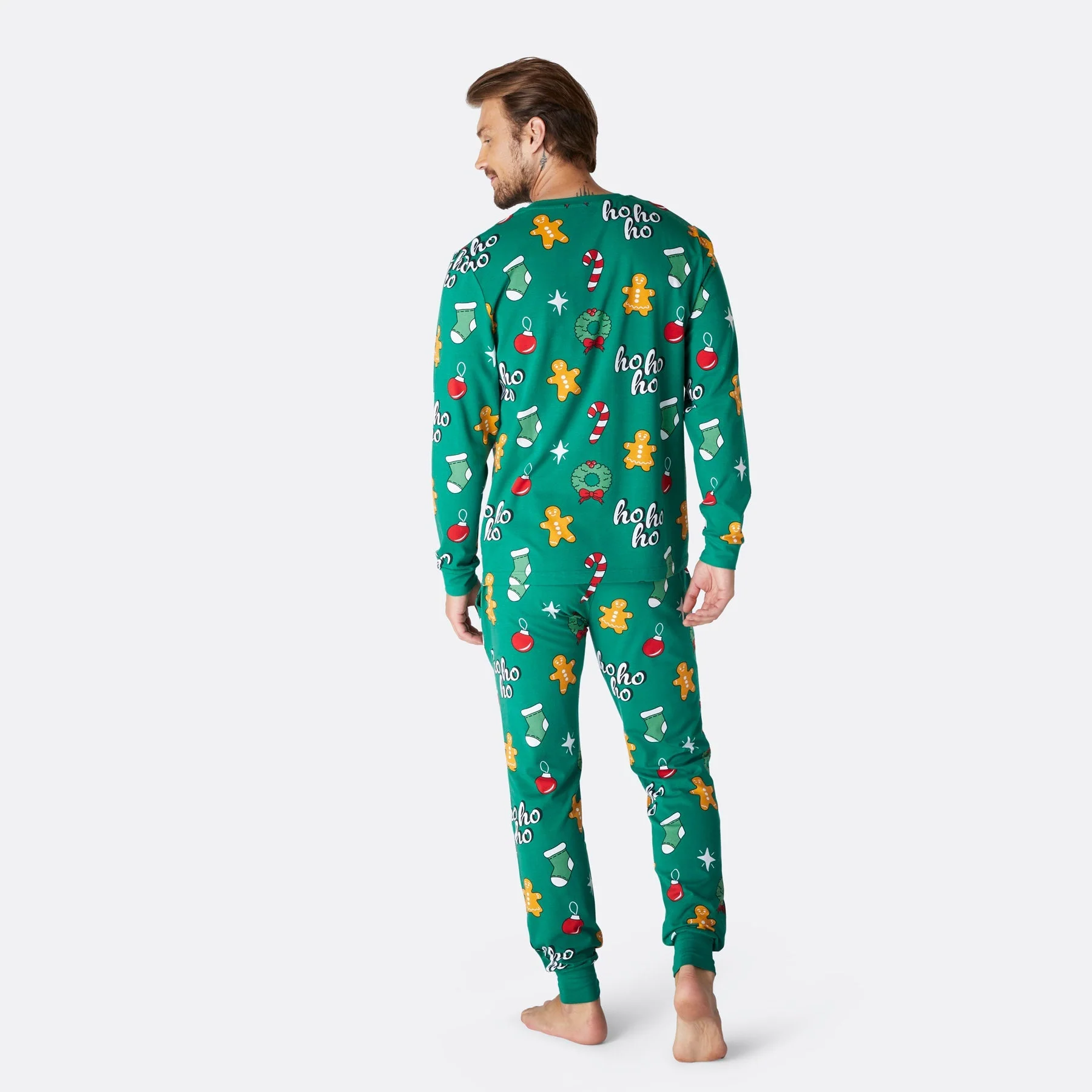 Grüner Hohoho Weihnachtspyjama Herren - Image 3