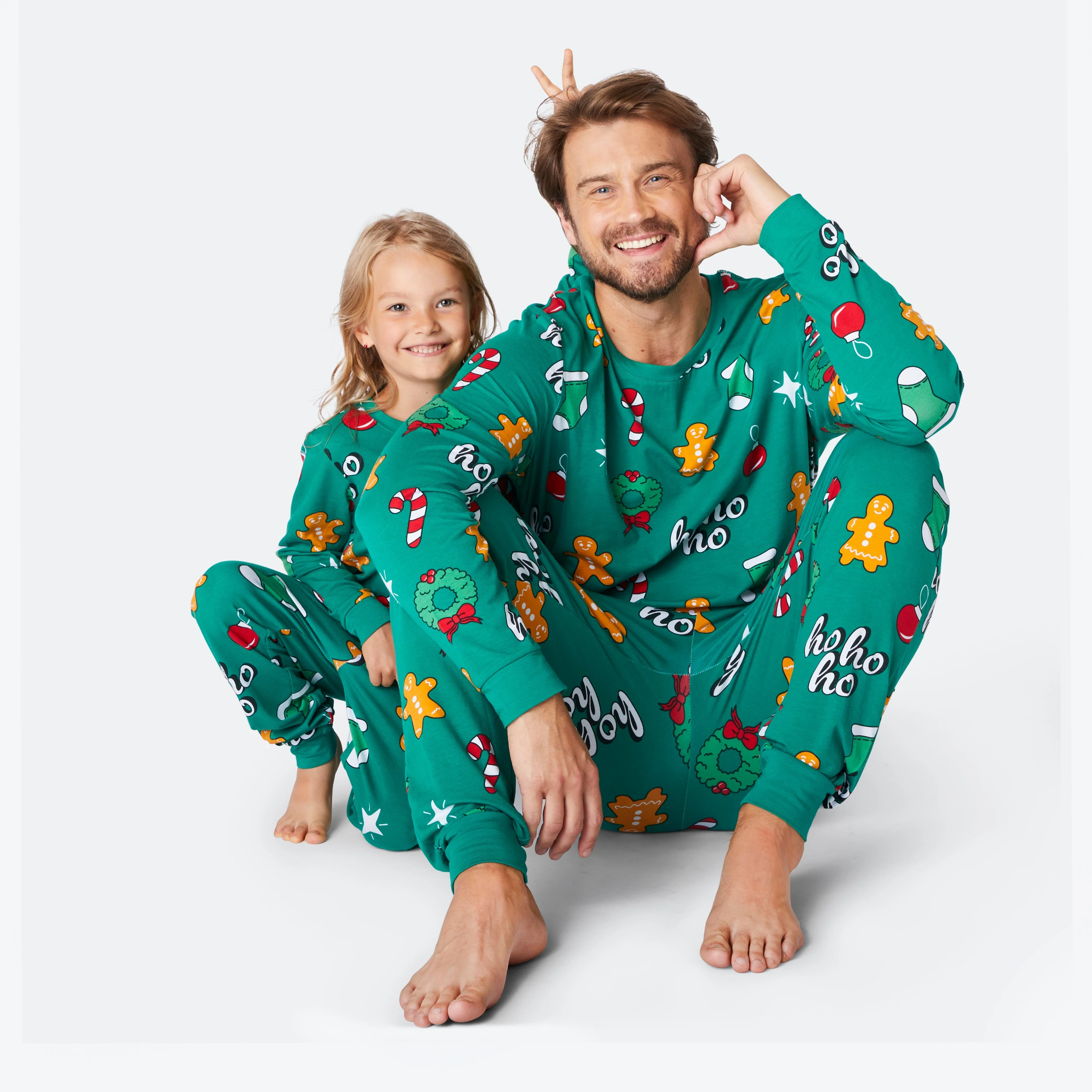 Grüner Hohoho Weihnachtspyjama Herren - Image 4