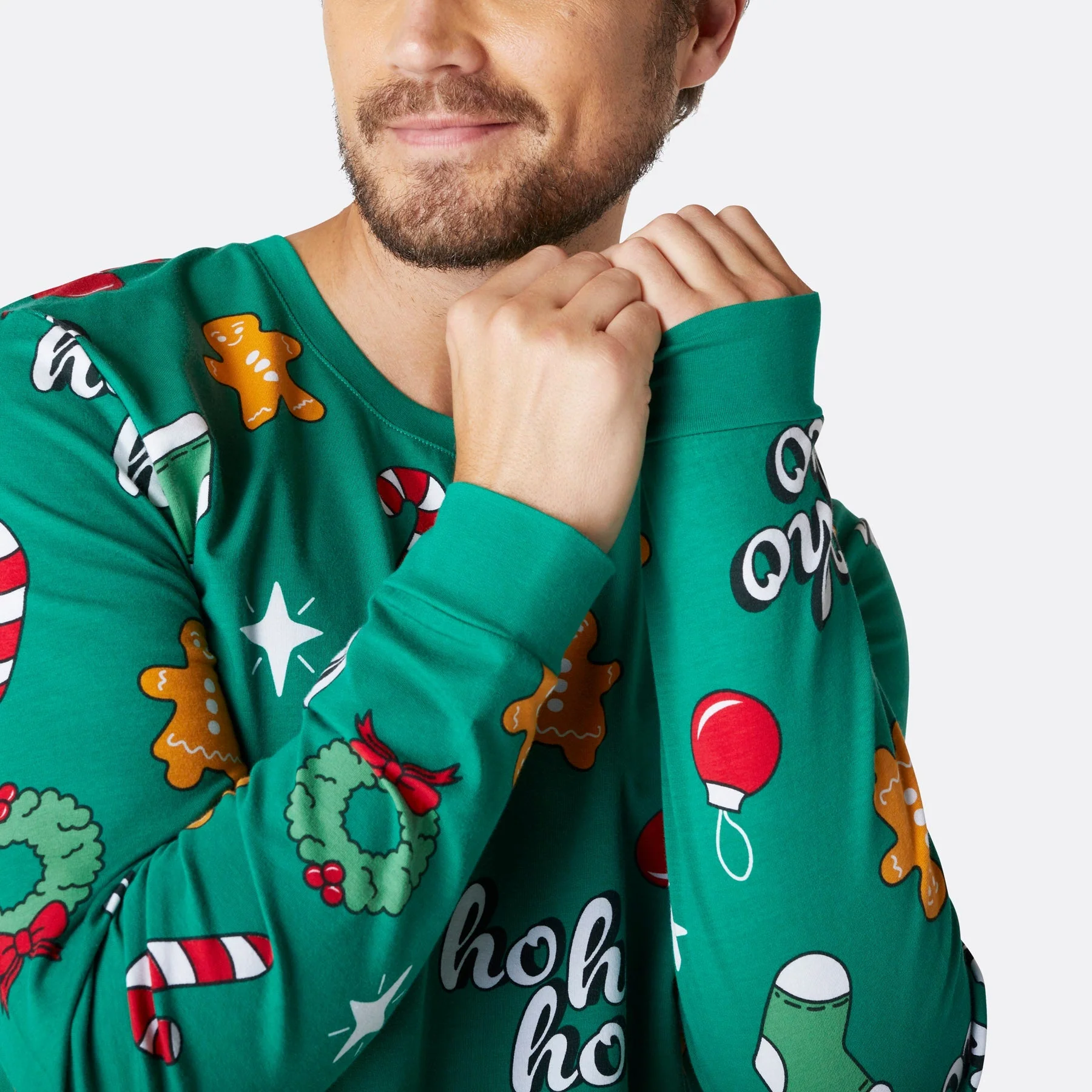 Grüner Hohoho Weihnachtspyjama Herren - Image 6
