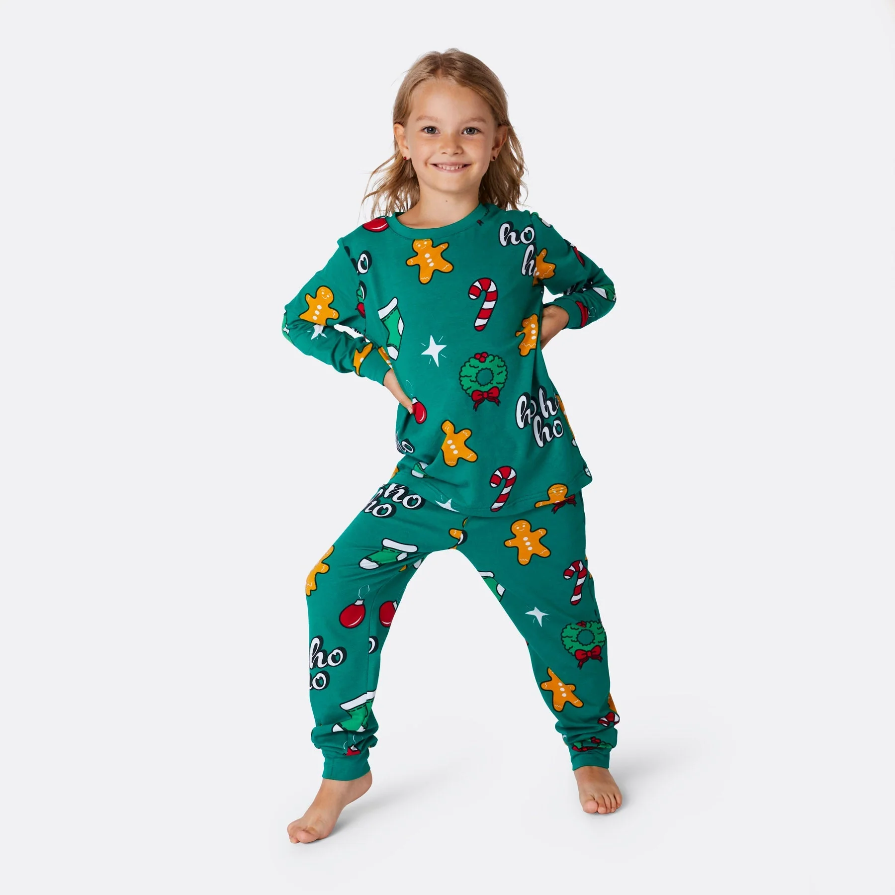 Grüner Hohoho Weihnachtspyjama Kinder - Image 2