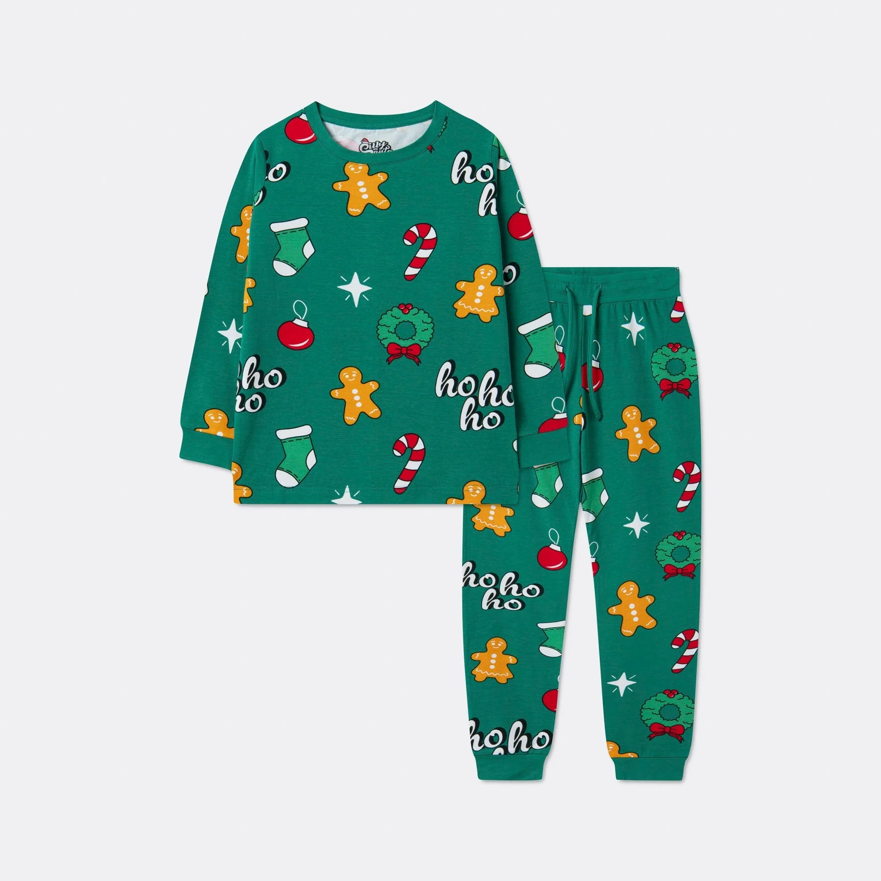 Grüner Hohoho Weihnachtspyjama Kinder - Image 5